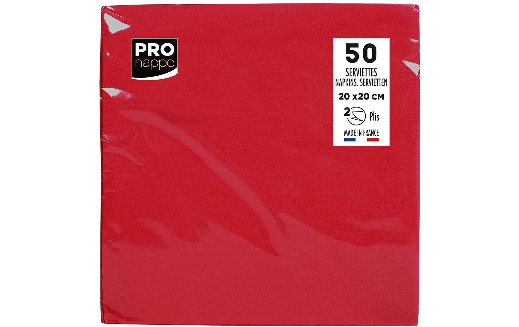 PRO nappe Papierservietten 20 cm x 20 cm, 50 Stück, Rot