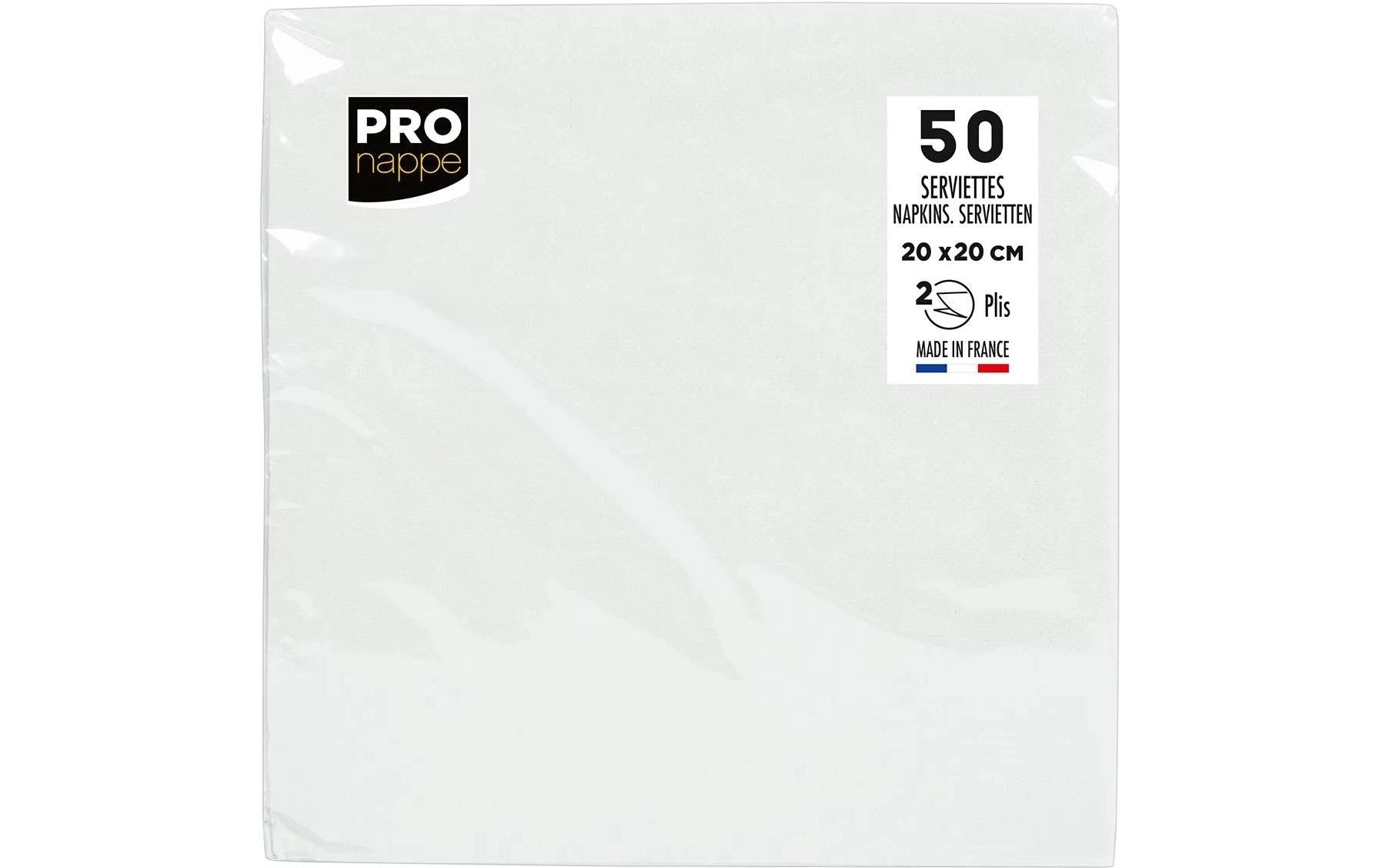 PRO nappe Papierservietten 20 cm x 20 cm, 50 Stück, Weiss