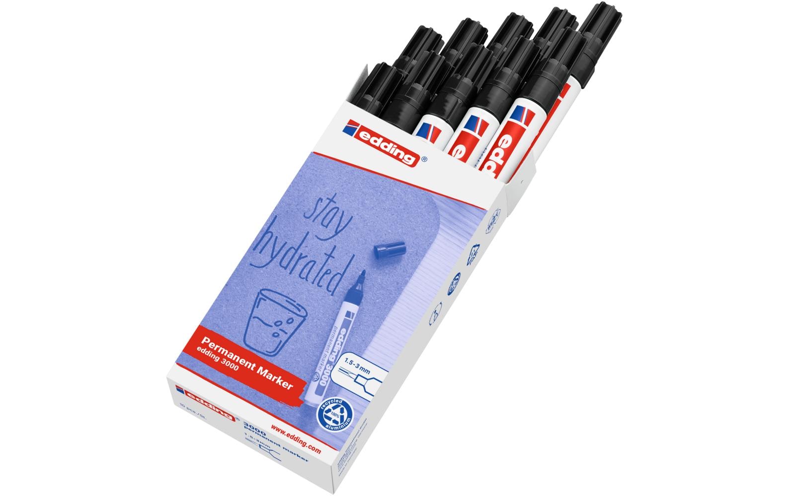 edding Permanent-Marker 3000 Schwarz, 10 Stück