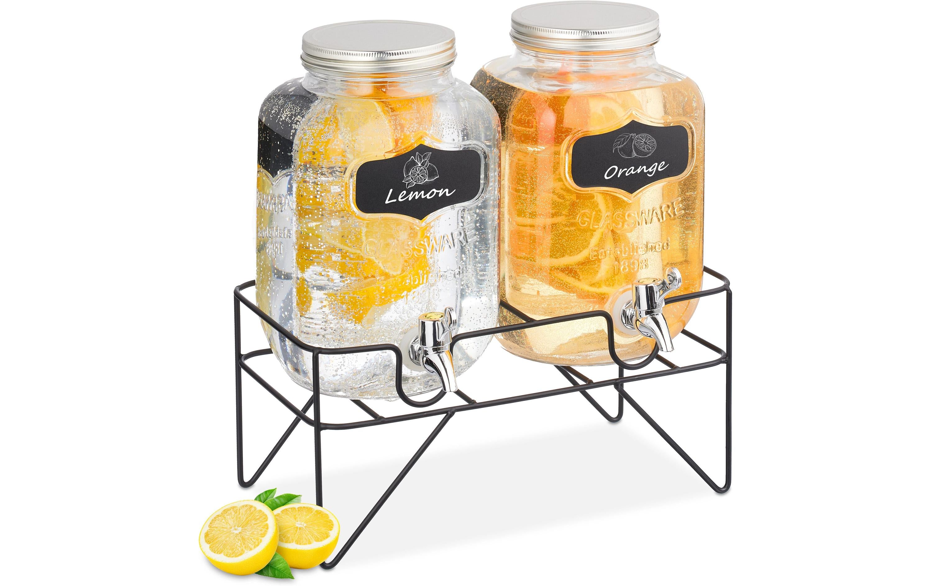 relaxdays Getränkespender mit Ständer 2er Set, 4 Liter