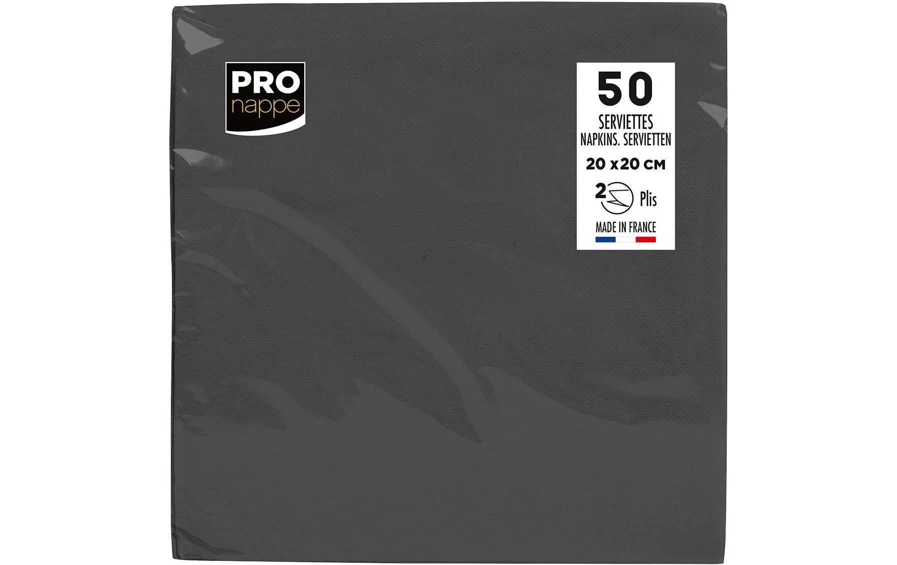 PRO nappe Papierservietten 20 cm x 20 cm, 50 Stück, Schwarz
