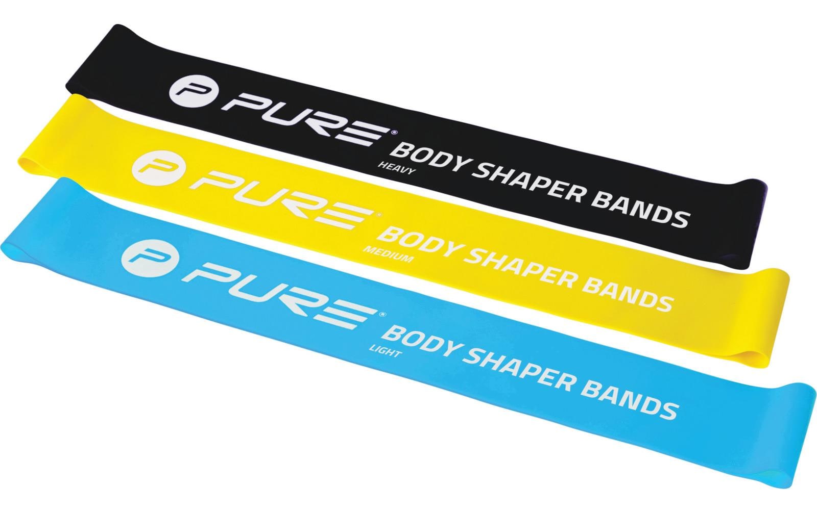 FTM Fitnessband 3er-Set, leicht bis stark, Blau/Gelb/Schwarz