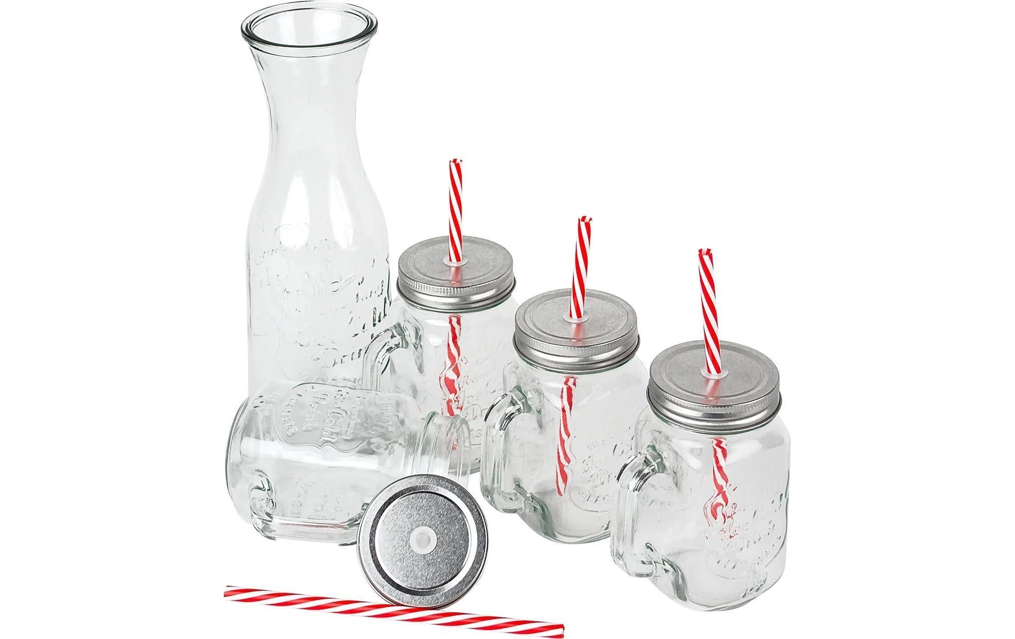 alpina Trinkglas mit Halm und Karaffe 420 ml, 1 Stück, Transparent
