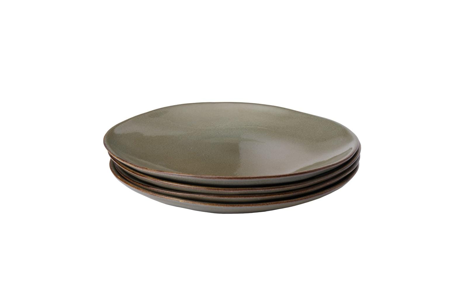Urbanara Speiseteller Capela 4 Stück, 28 cm, Olivgrün