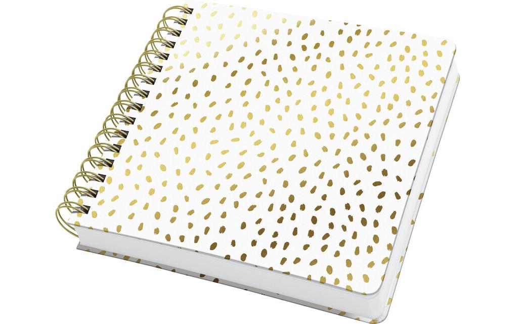 Jolie Spiral-Notizbuch Golden Rain, 23.4x21.5cm,Blanko,Gold/Weiss