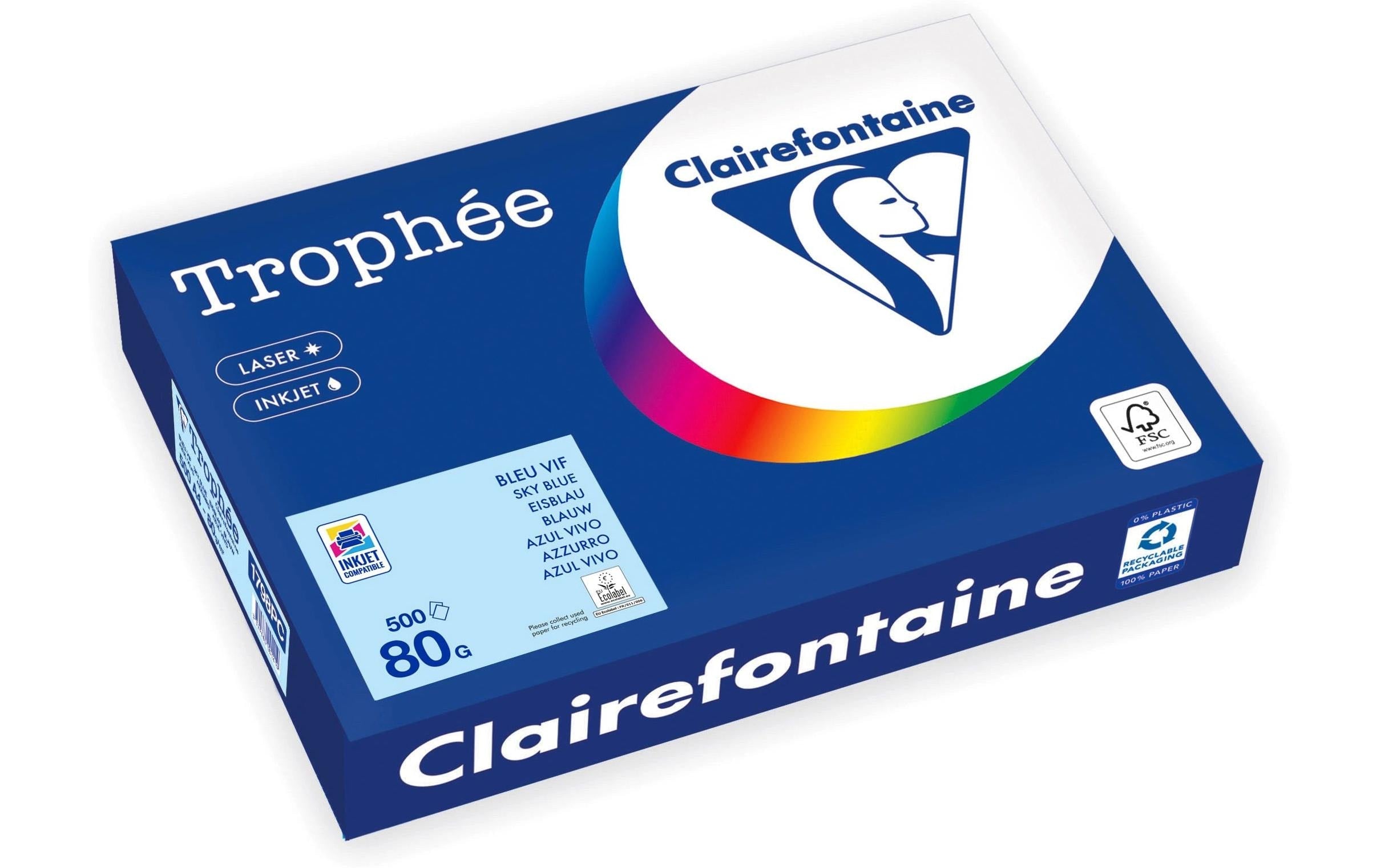 Clairefontaine Kopierpapier Trophée Colored Copy FSC A4, Eisblau, 80 g/m²