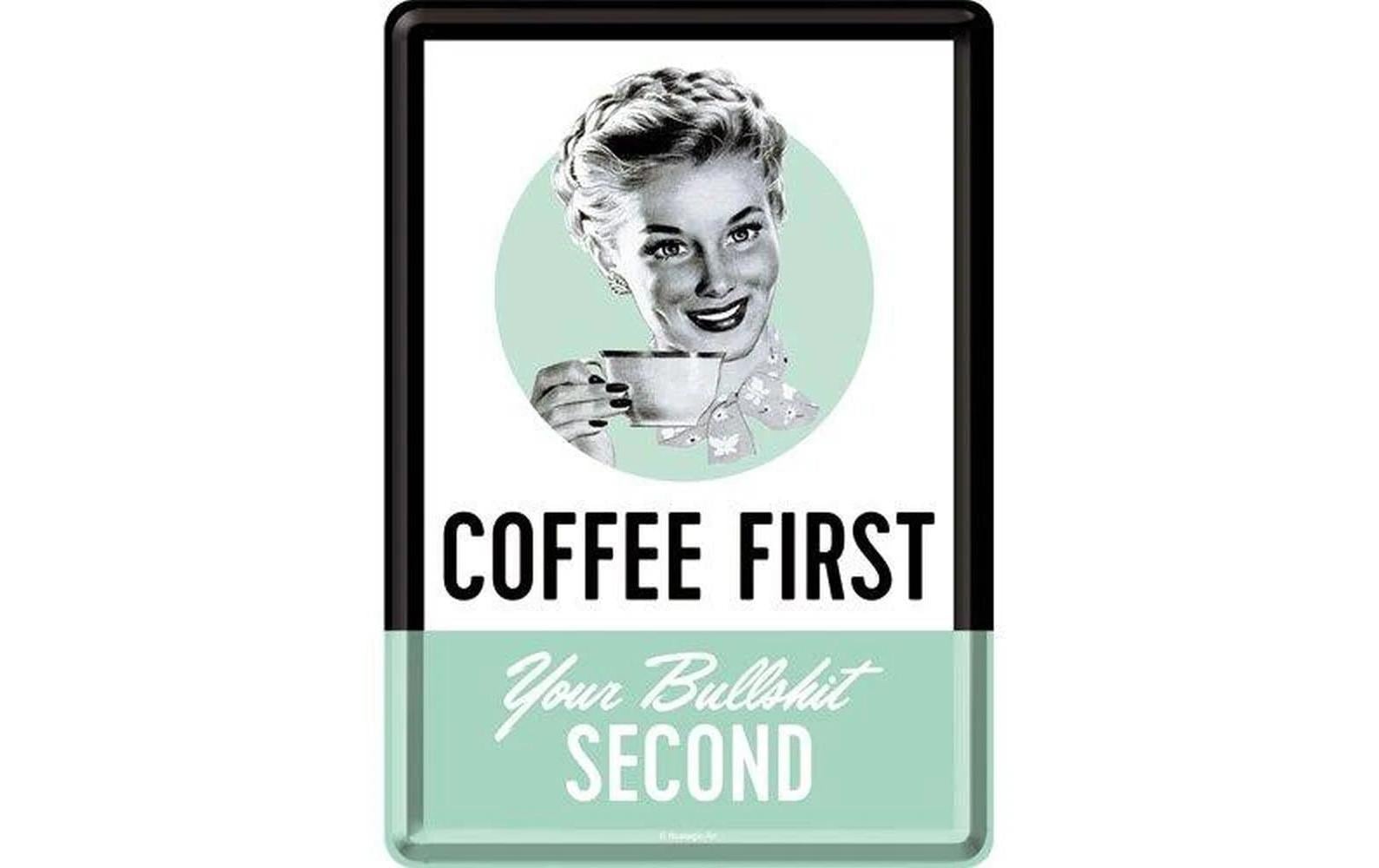 Nostalgic Art Postkarte Coffee First Grün/Schwarz/Weiss