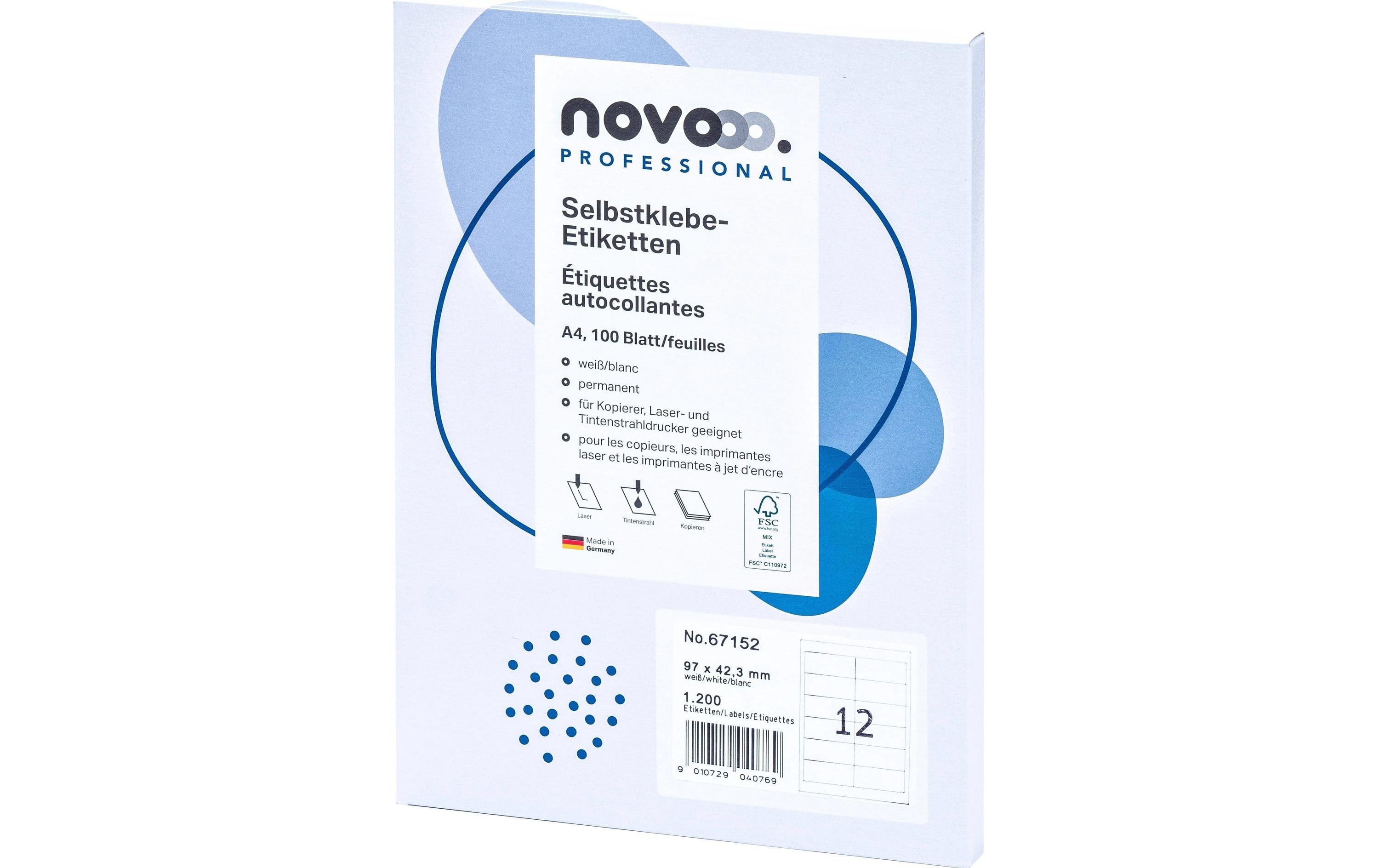 novooo. Selbstklebende Etiketten 97 mm, 100 Blatt