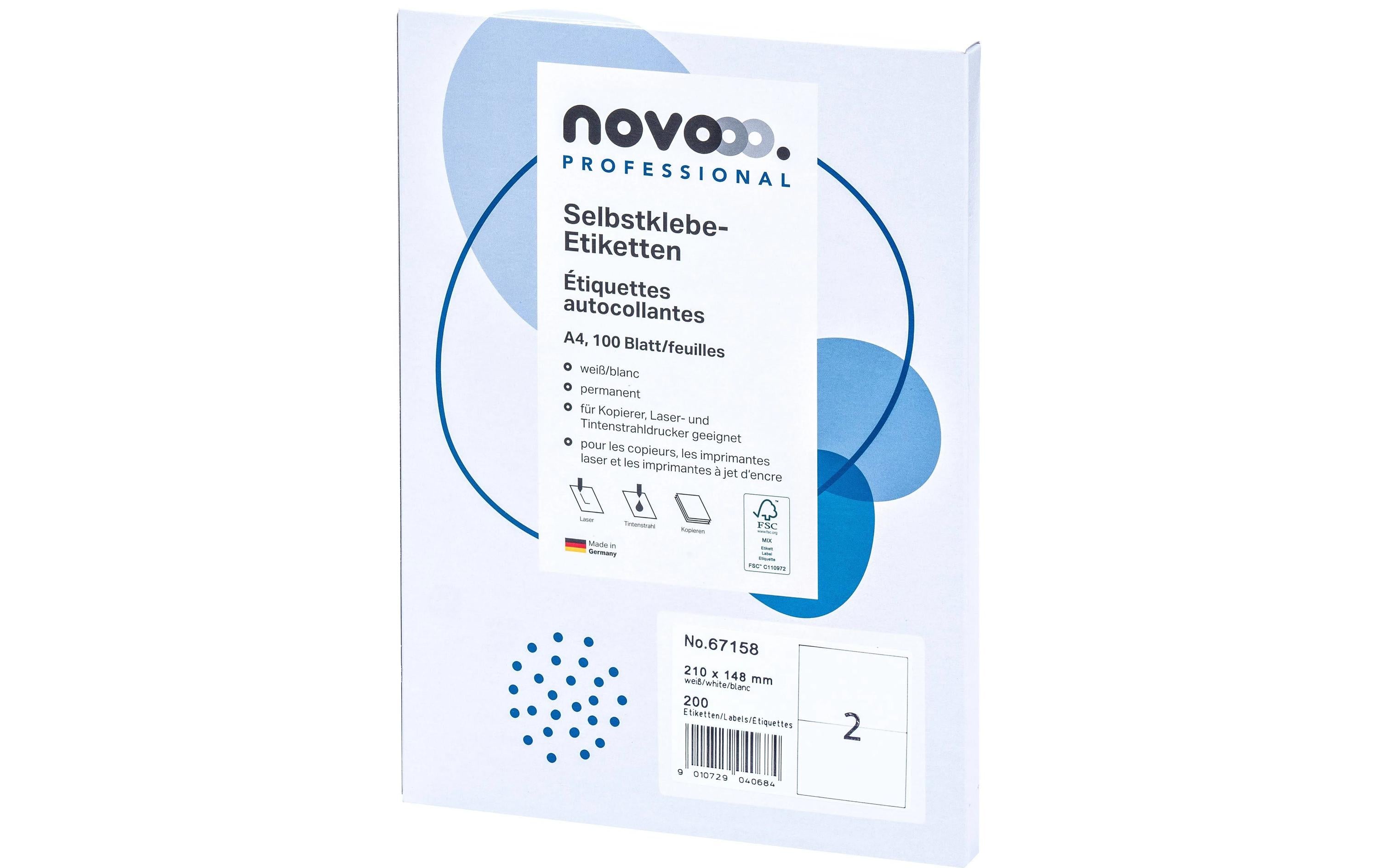 novooo. Selbstklebende Etiketten 210 mm, 100 Blatt