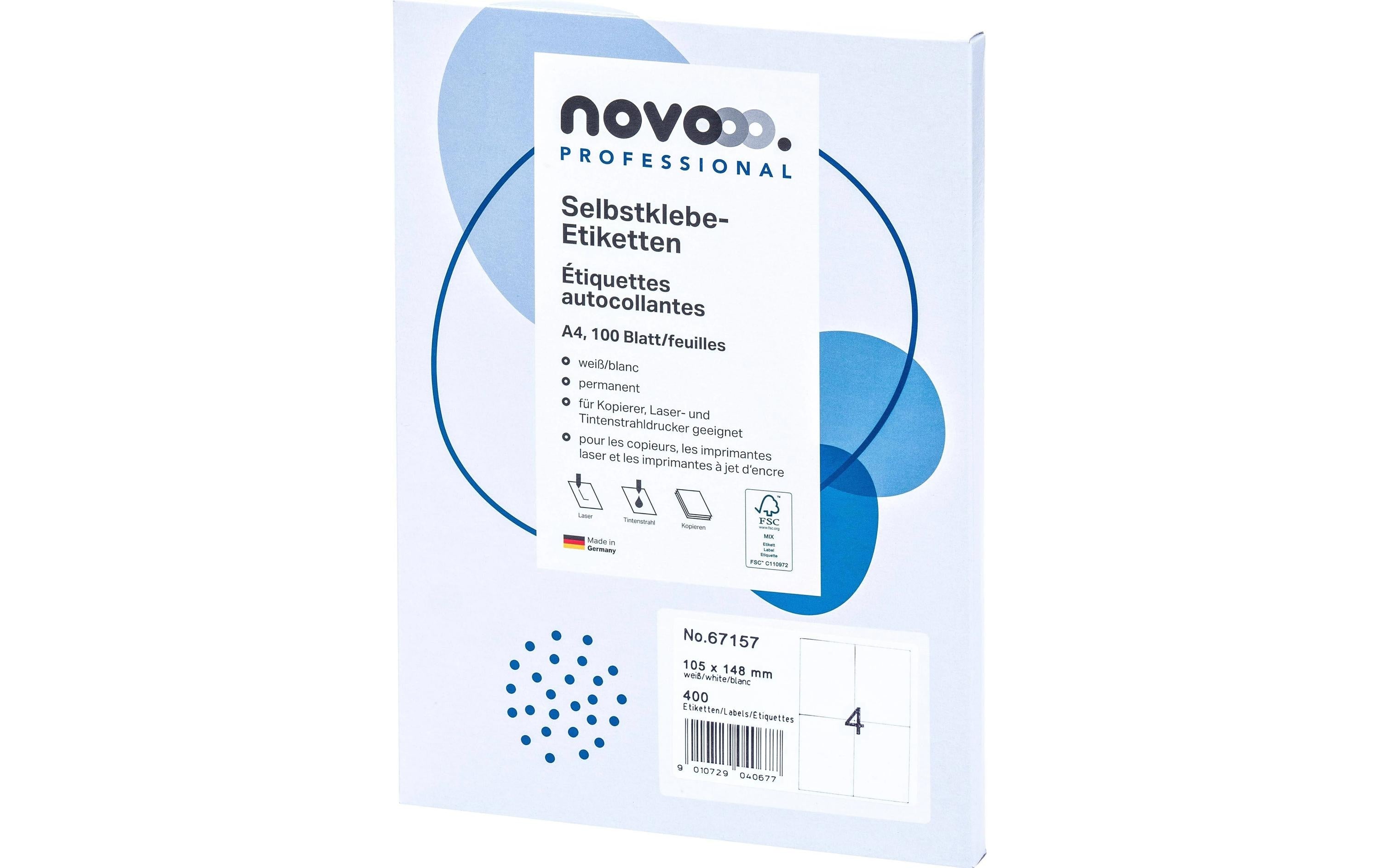 novooo. Selbstklebende Etiketten 105 x 148 mm, 100 Blatt