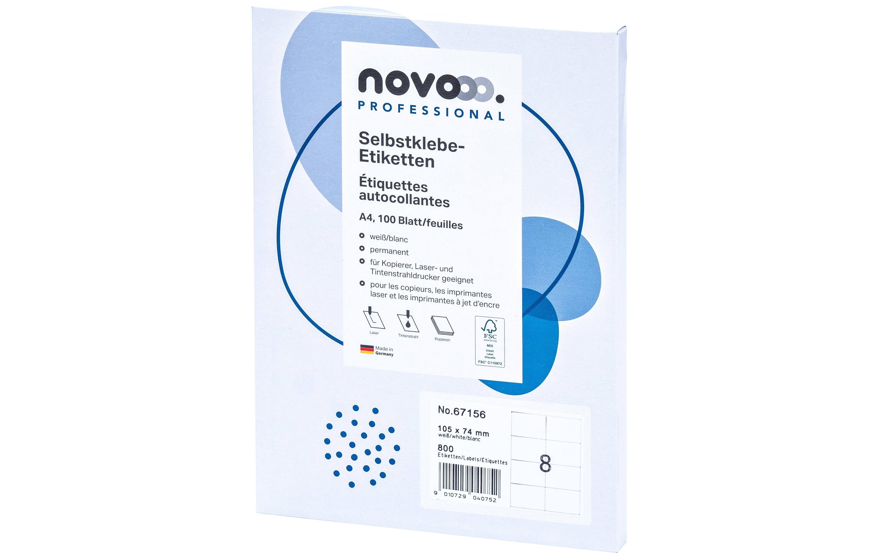 novooo. Selbstklebende Etiketten 105 x 74 mm, 100 Blatt