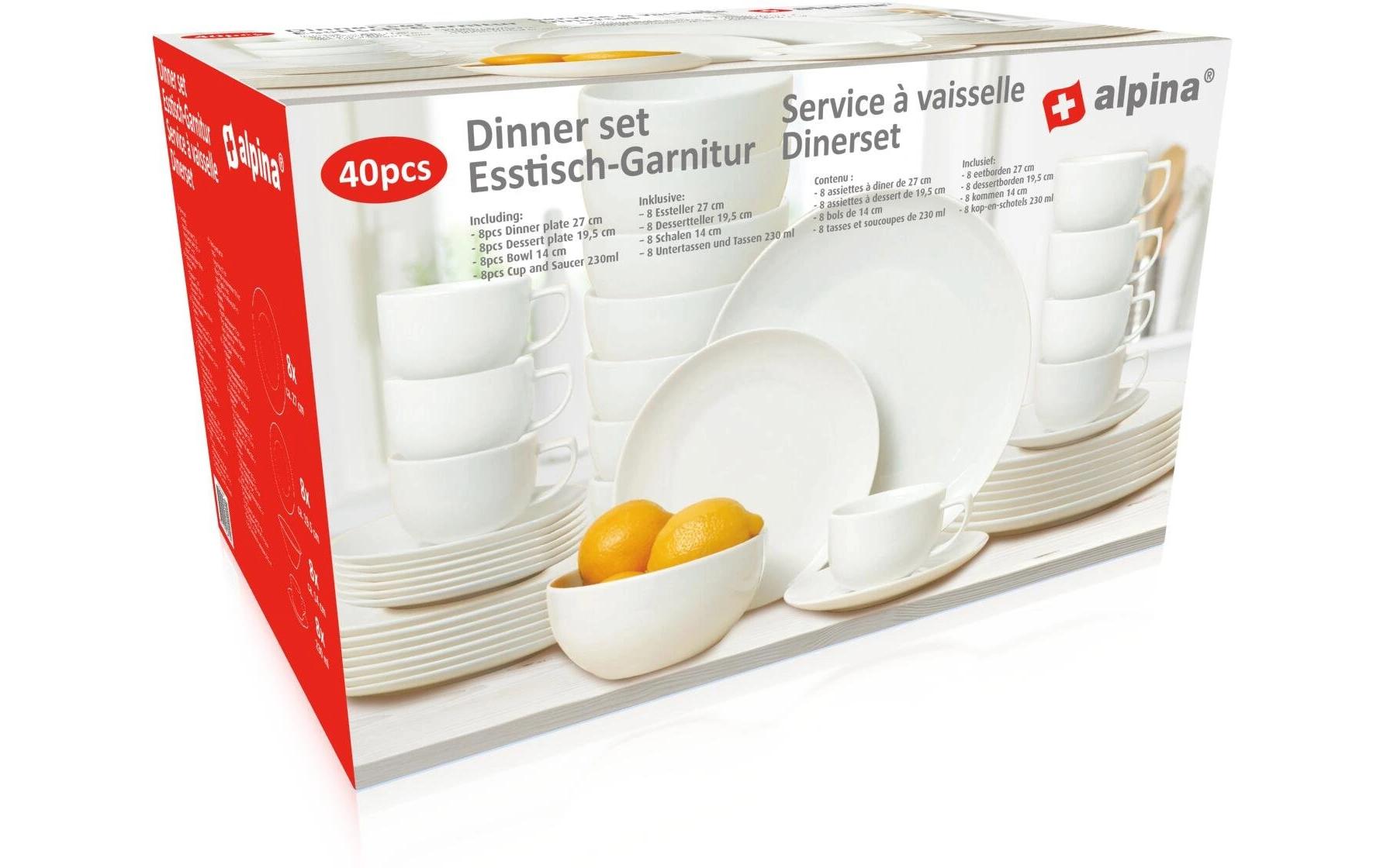 alpina Geschirrset für 8 Personen 1 Stück,Weiss