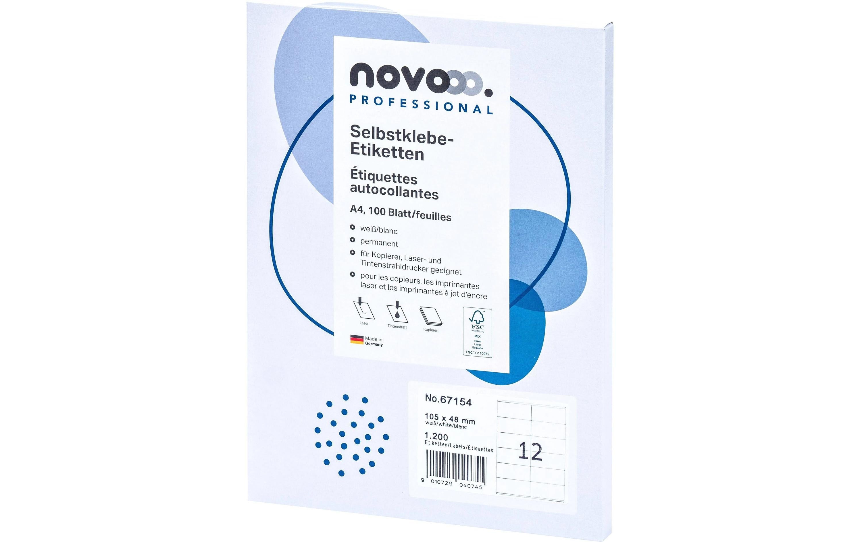novooo. Etiketten 105 x 48 mm, 100 Blatt
