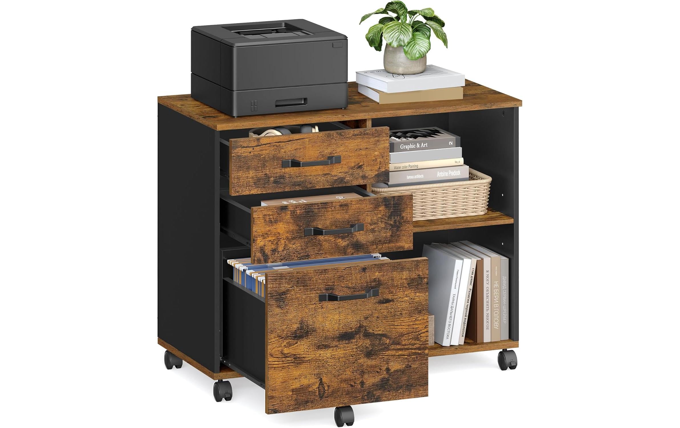 Songmics Aktenschrank mit Rollen 80 x 40 x 66 cm