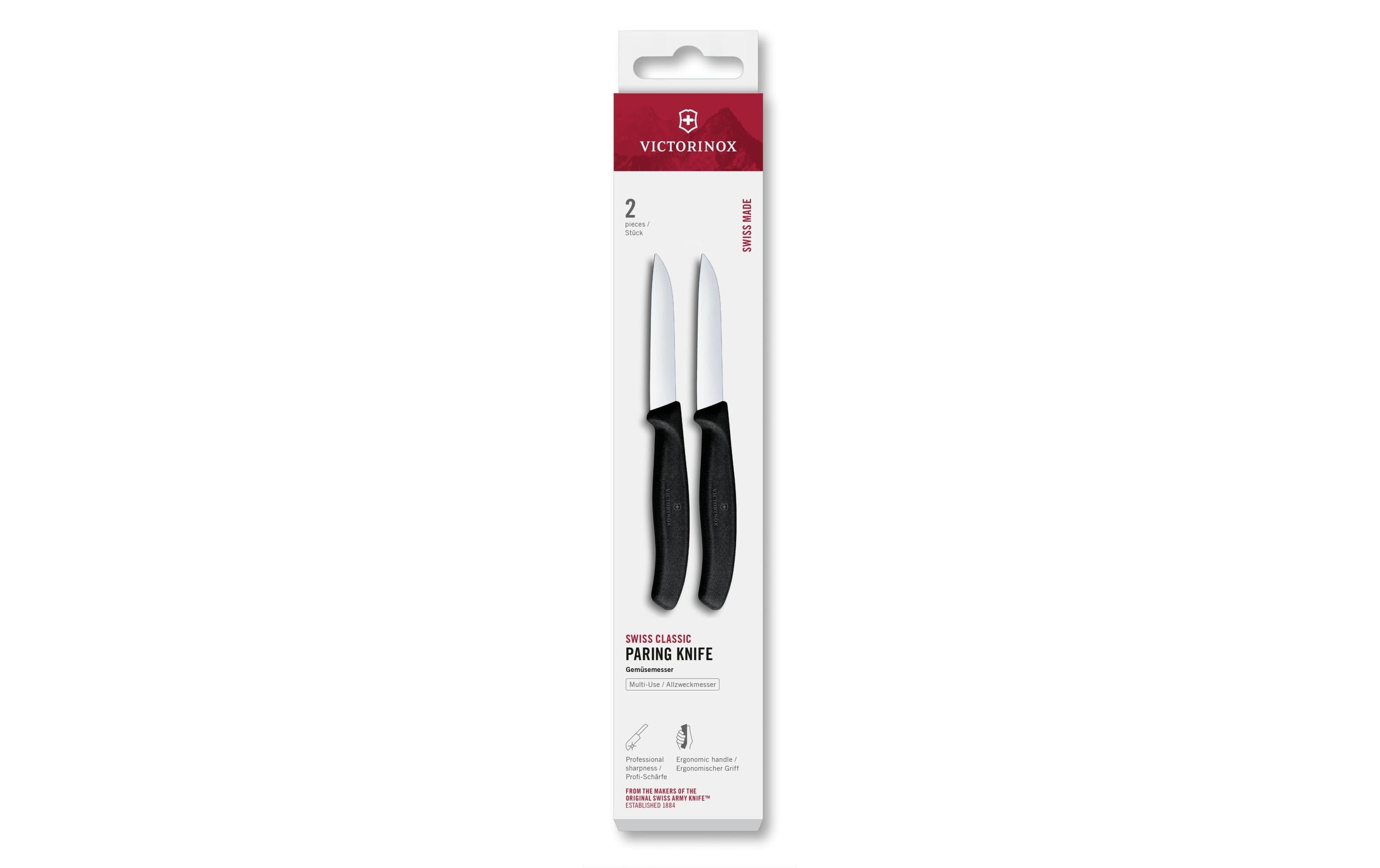 Victorinox Gemüsemesser Swiss Classic, 8 cm, Schwarz, 2 Stück