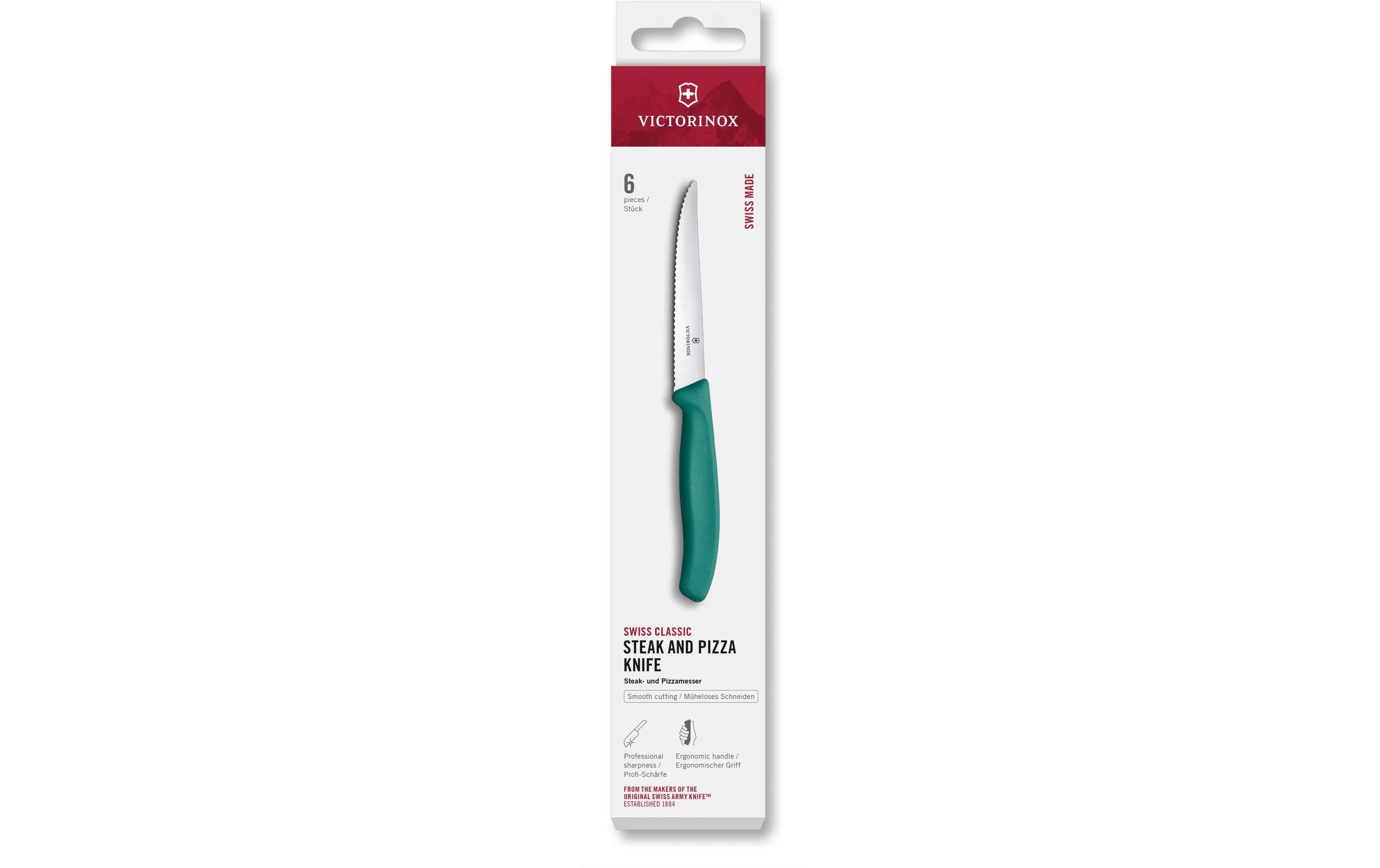 Victorinox Steak-Pizzamesser-Set Swiss Classic, 11 cm, Grün, 6 Stück