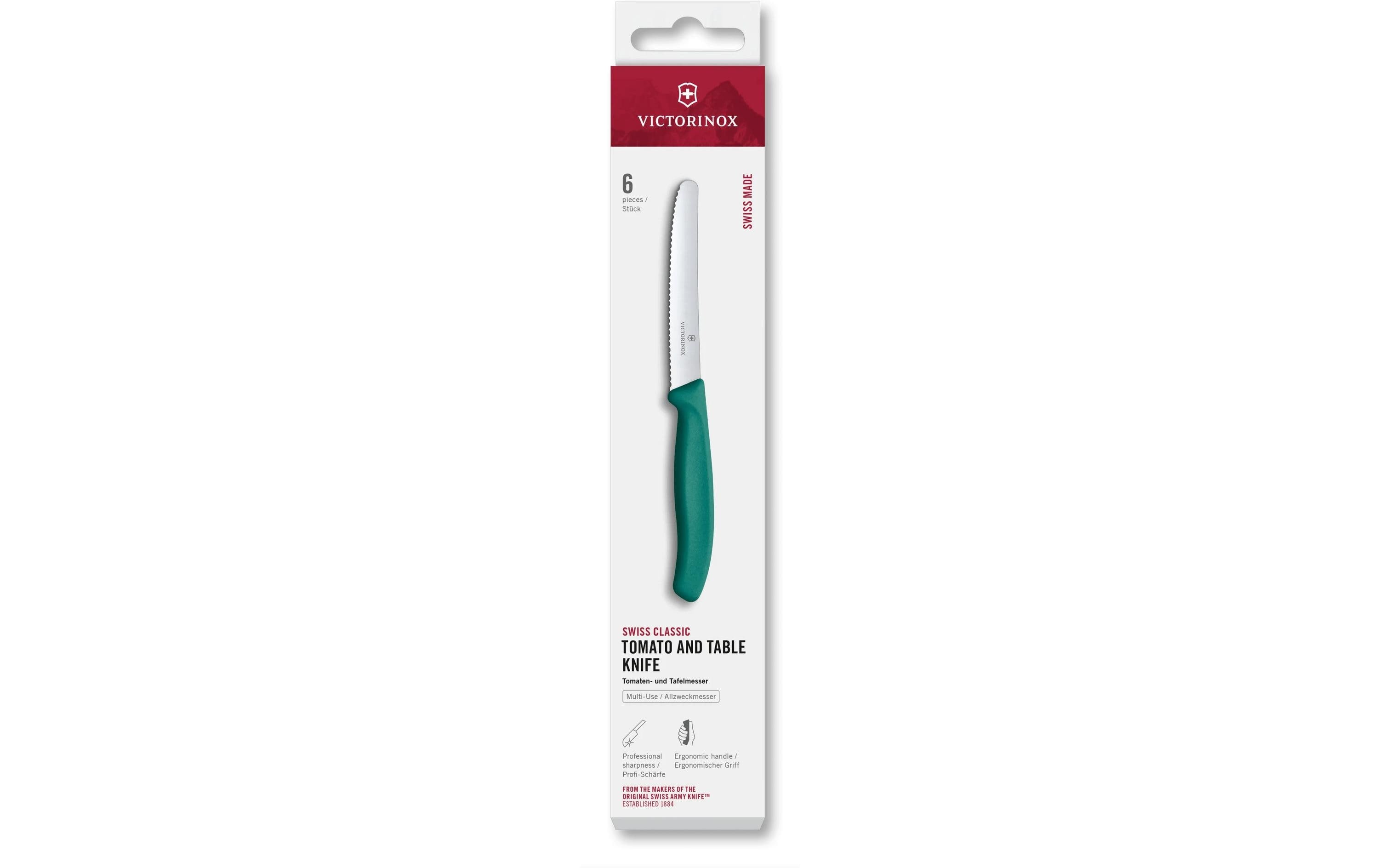 Victorinox Tafelmesser Swiss Classic, 11 cm, Grün, 6 Stück