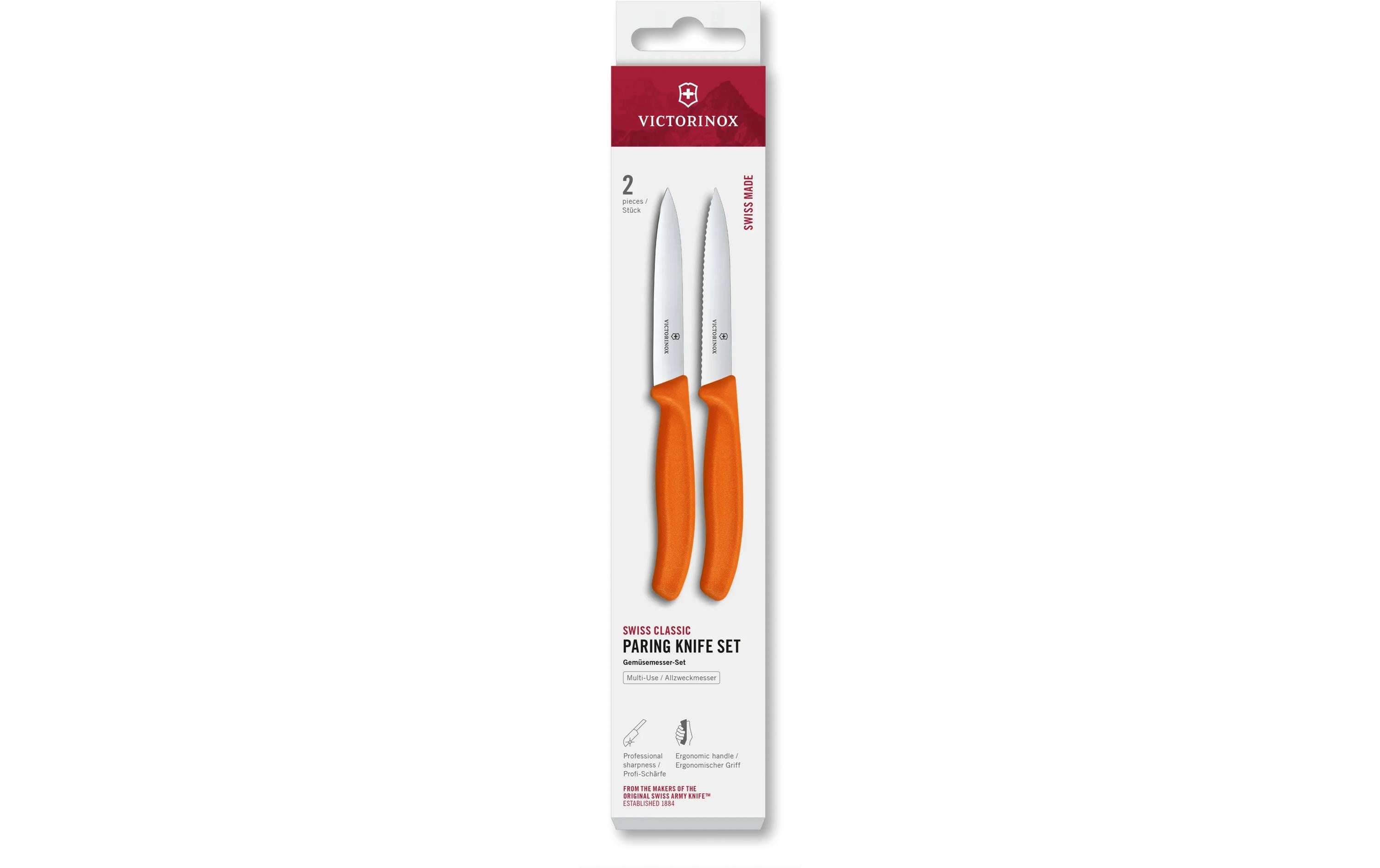 Victorinox Messer-Set Swiss Classic, 10 cm, Orange, 2 Stück