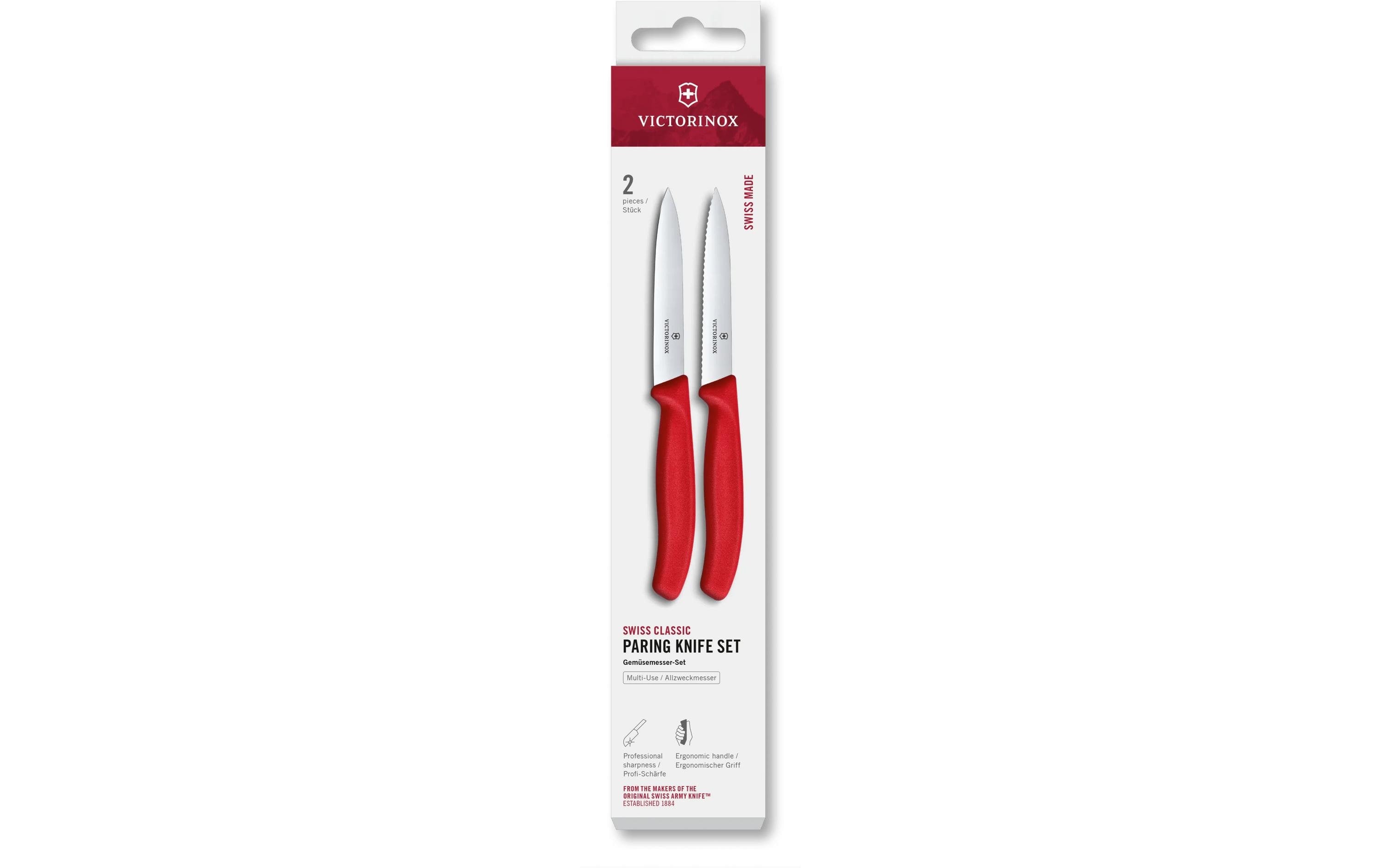 Victorinox Messer-Set Swiss Classic, 10 cm, Rot, 2 Stück