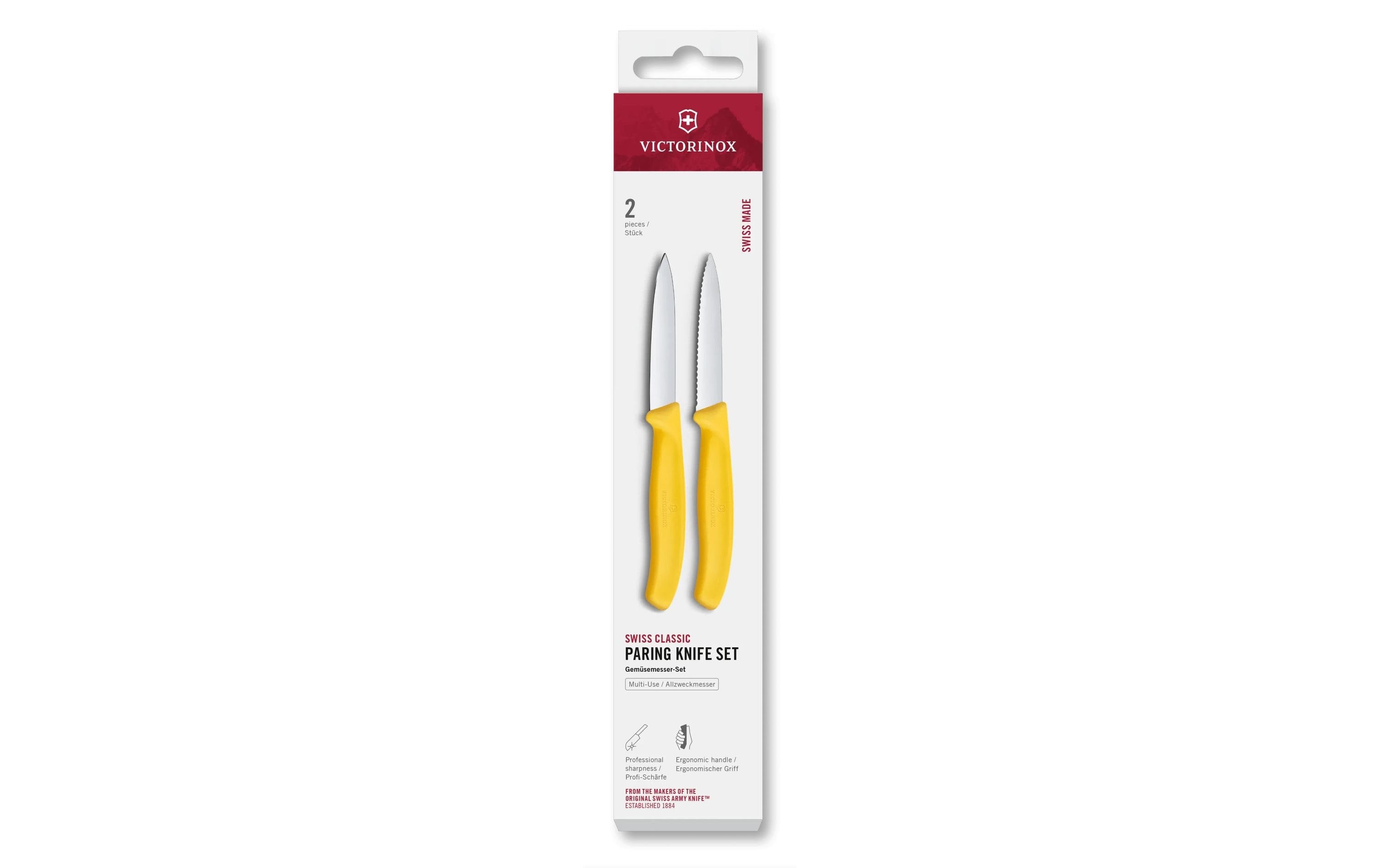 Victorinox Messer-Set Swiss Classic, 8 cm, Gelb, 2 Stück