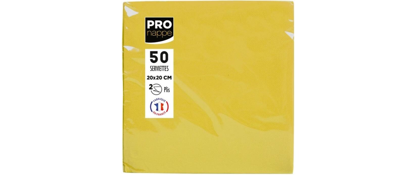PRO nappe Papierservietten Gelb 20 cm x 20 cm, 50 Stück
