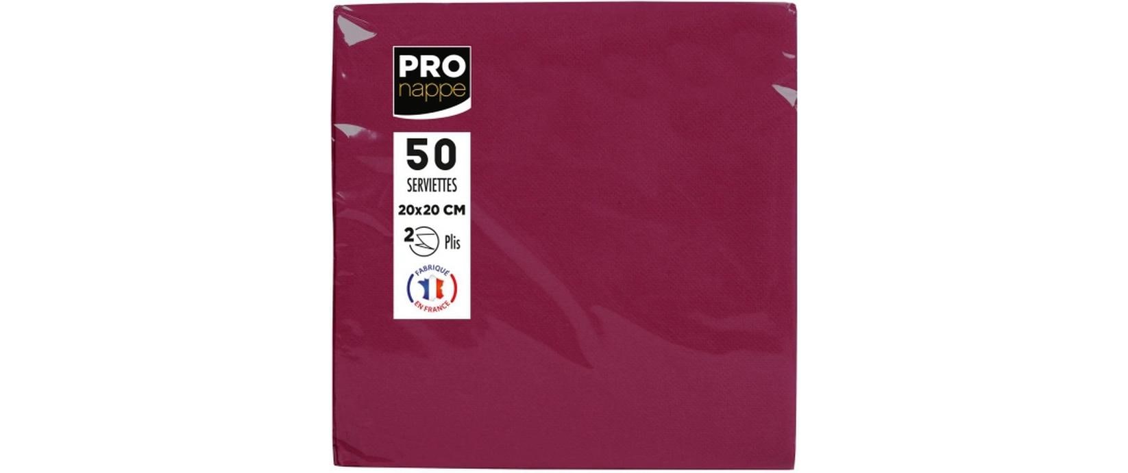PRO nappe Papierservietten Bordeaux 20 cm x 20 cm, 50 Stück