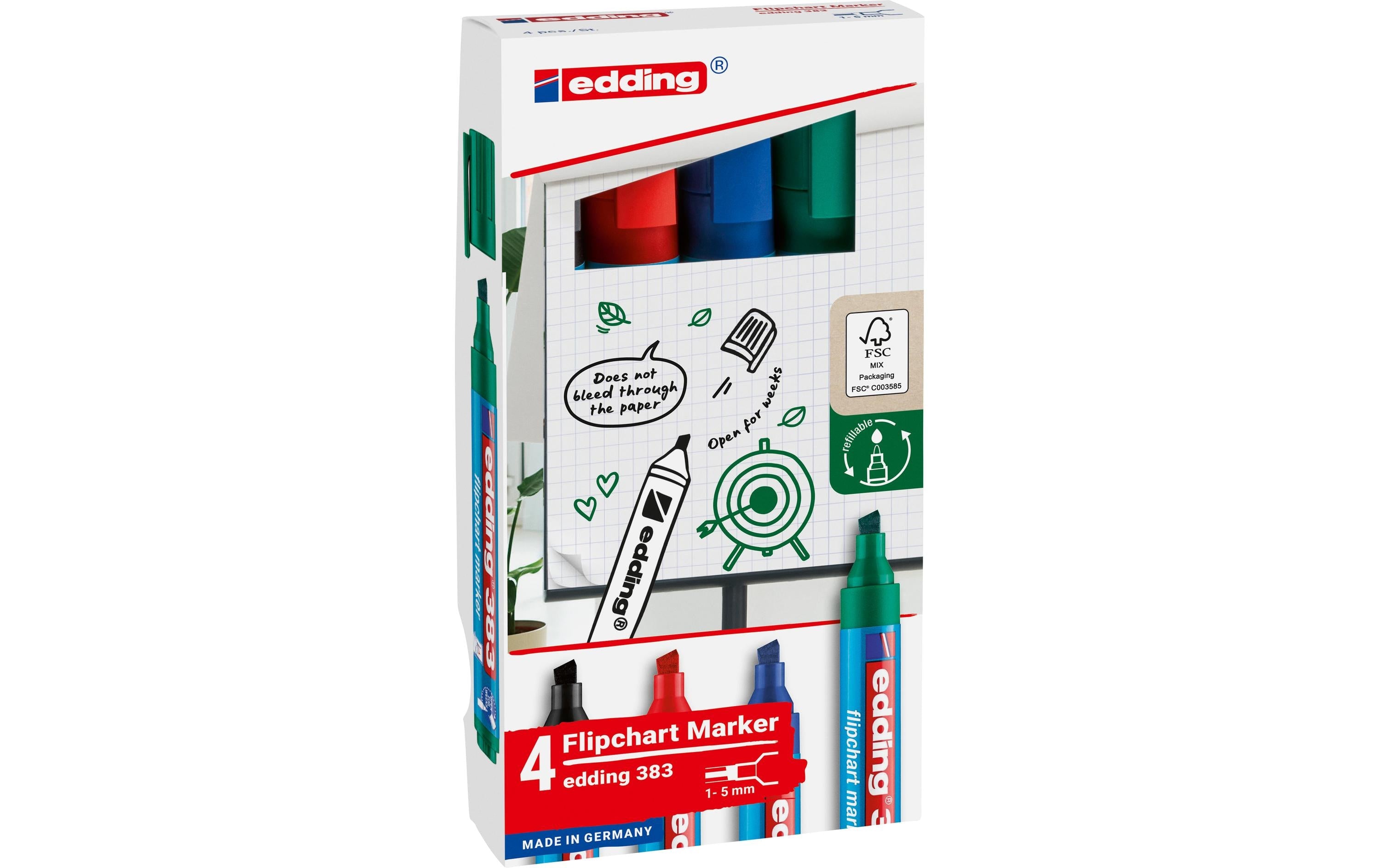 edding Flipchart-Marker 383, 4 Stück