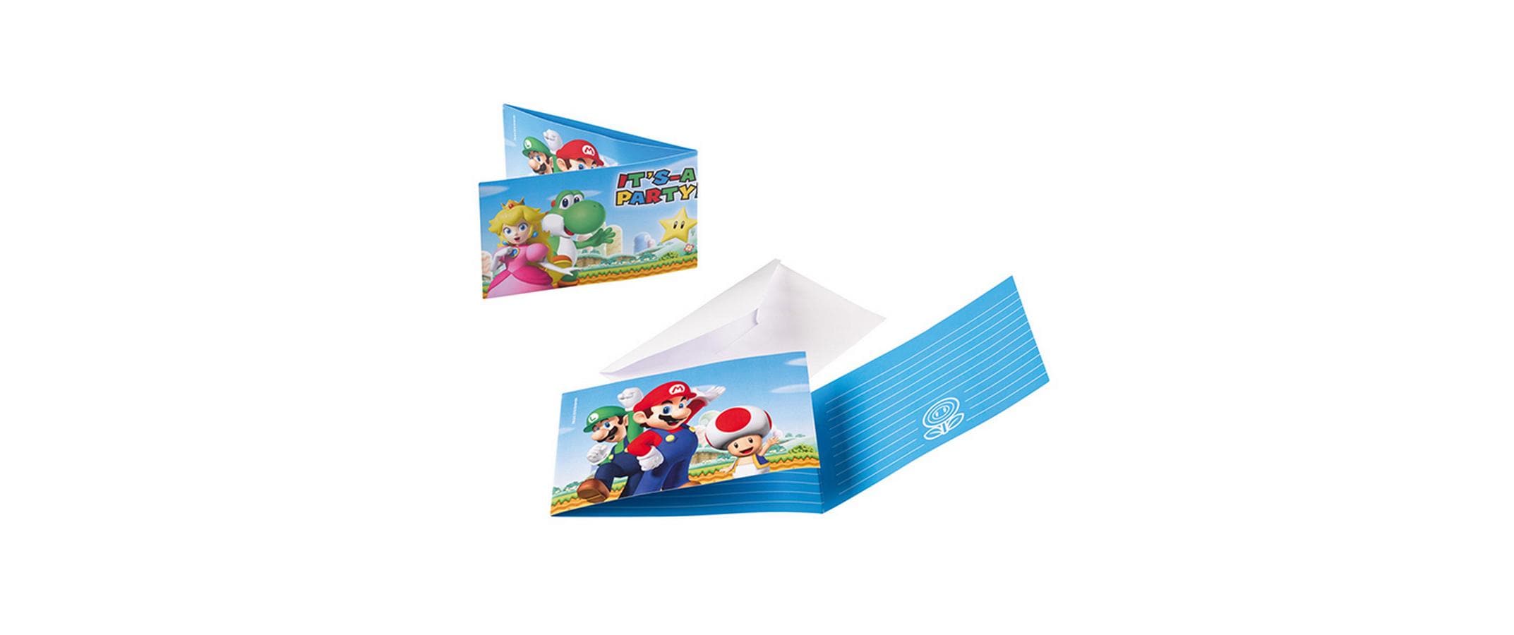 Amscan Einladungskarte Super Mario 8 Stück