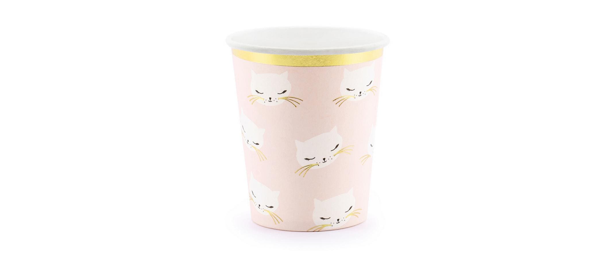 Partydeco Einwegbecher Cat 200 ml, 6 Stück, Hellrosa