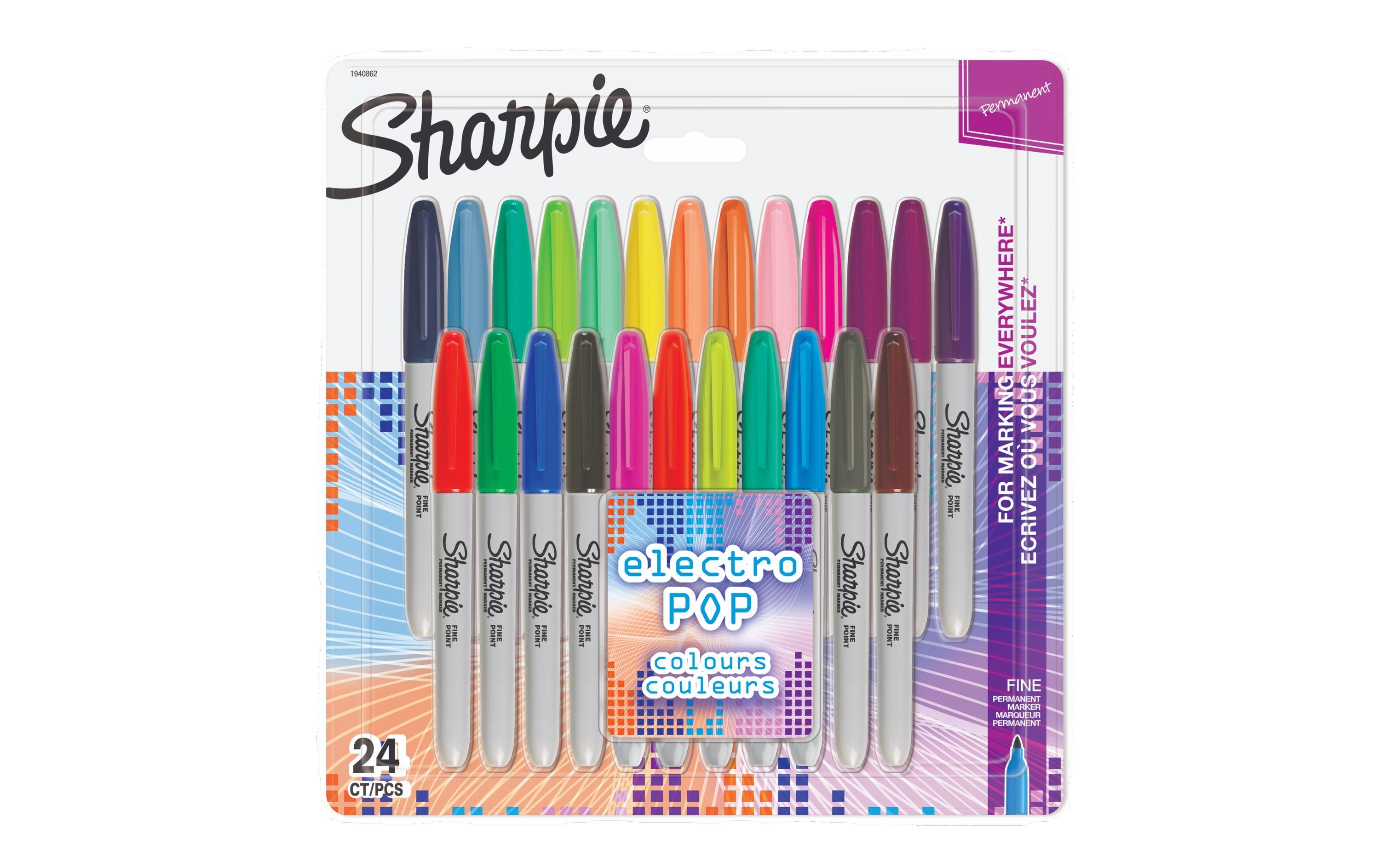 Sharpie Filzstift Fine Electro Pop Rundspitze, 24er Blister