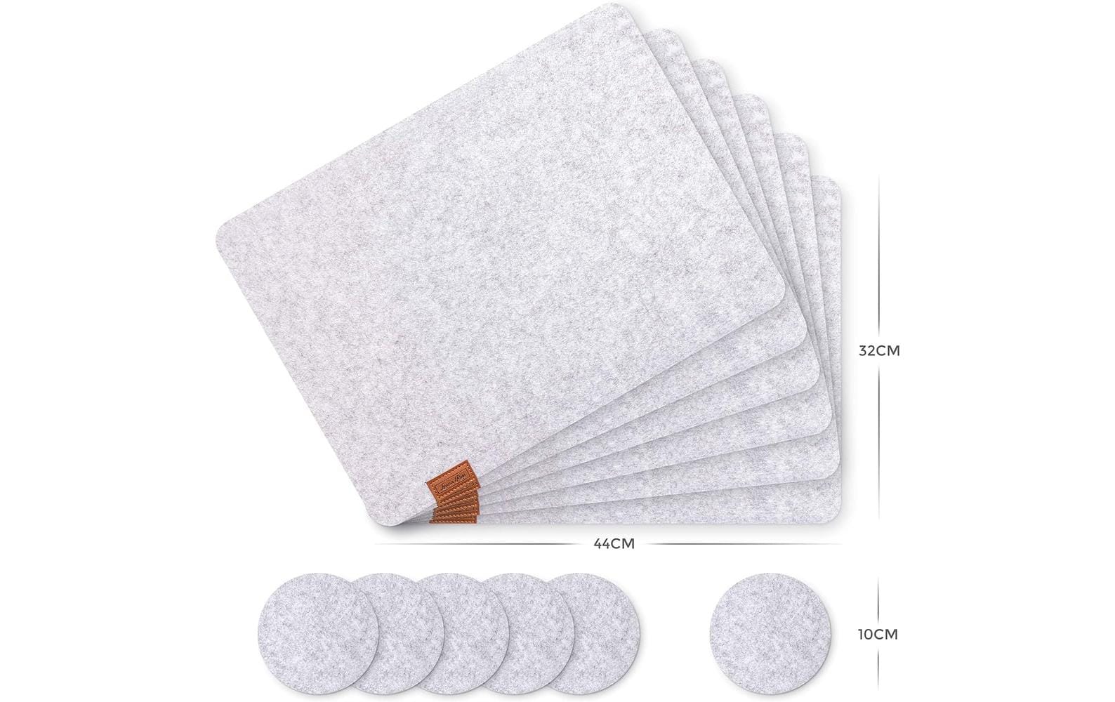 GOURMETmaxx Tischset aus Filz 12er Set 44 cm x 32 cm, Grau