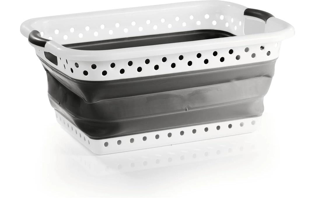 EASYmaxx Wäschekorb faltbar 41 l - Weiss/Grau
