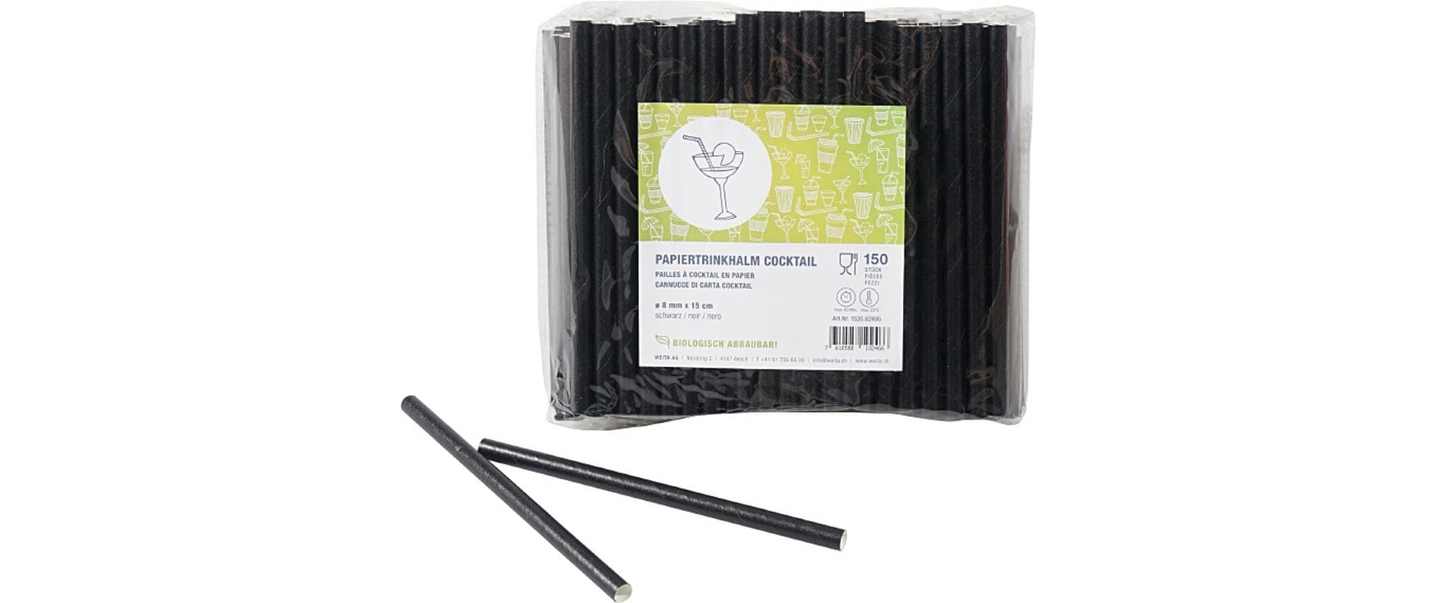 Weita Strohhalm Cocktail 150 Stück, Schwarz
