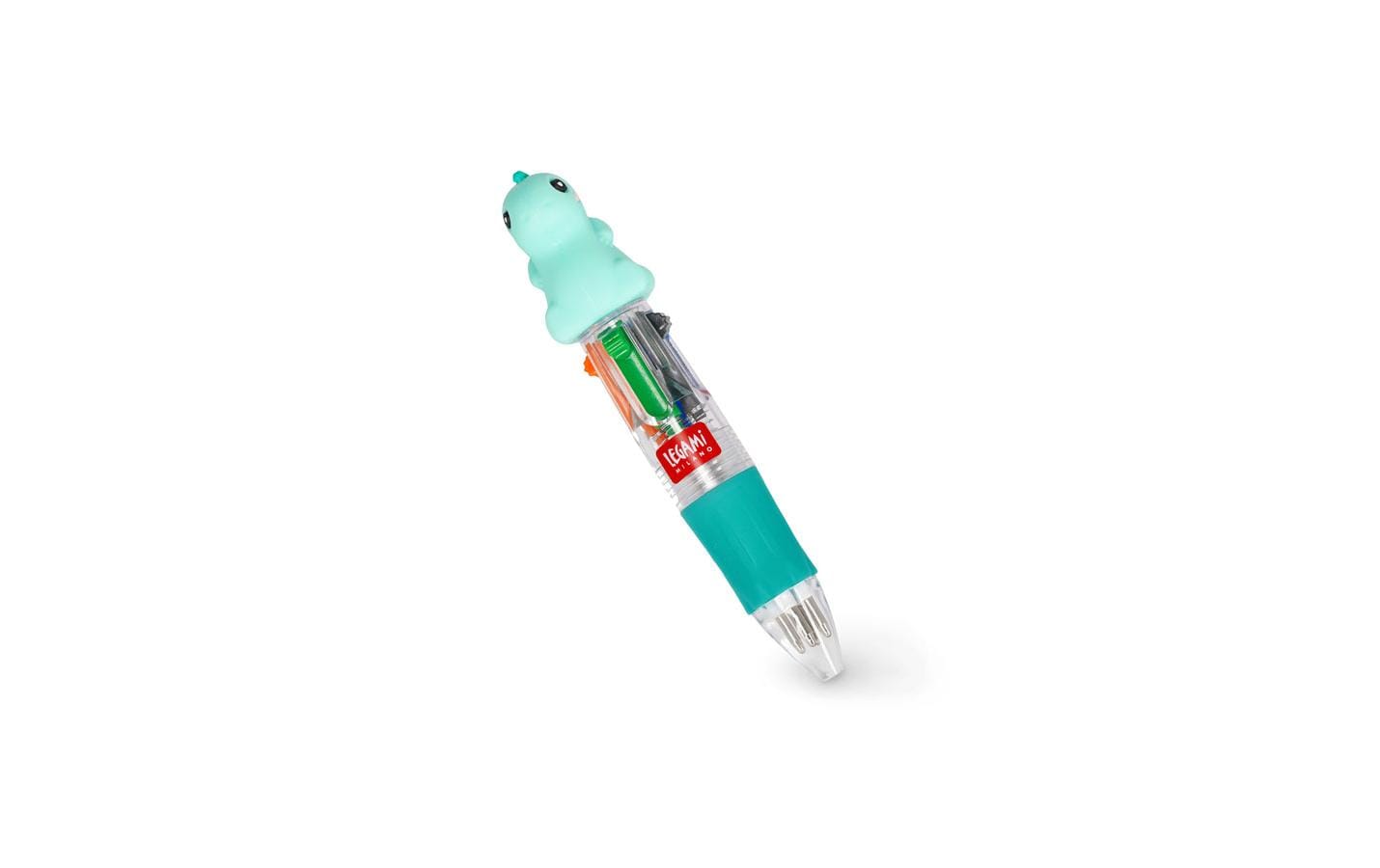Legami Kugelschreiber Mini 4-C Dino 1 mm, Blau/Grün/Orange/Schwarz