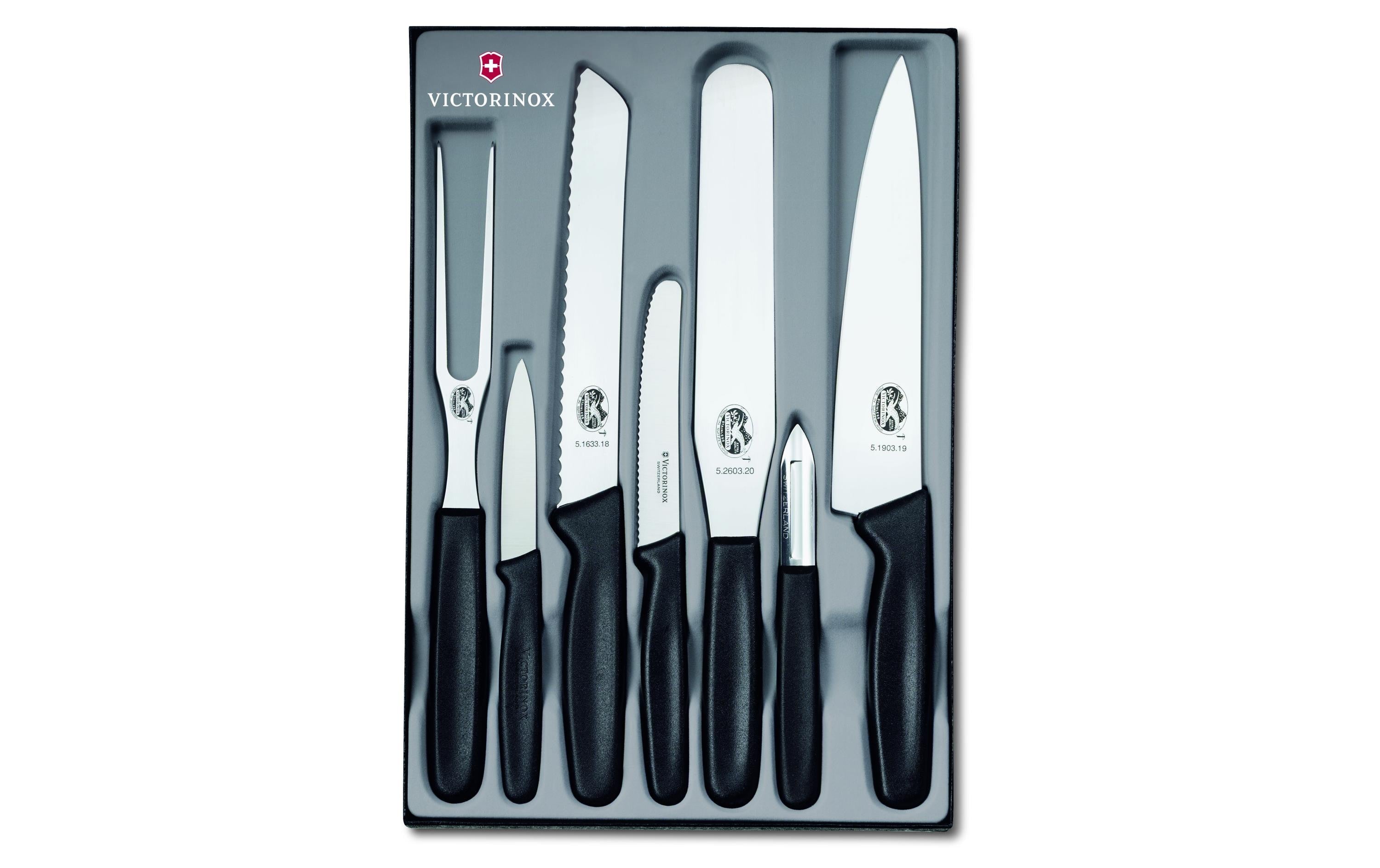 Victorinox Messer-Set 7-teilig, Silber/Schwarz