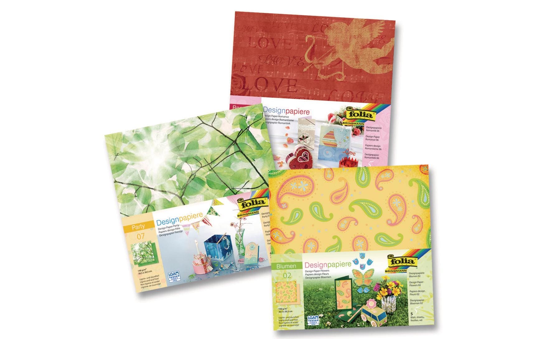 Folia Designpapier Romantik Mehrfarbig