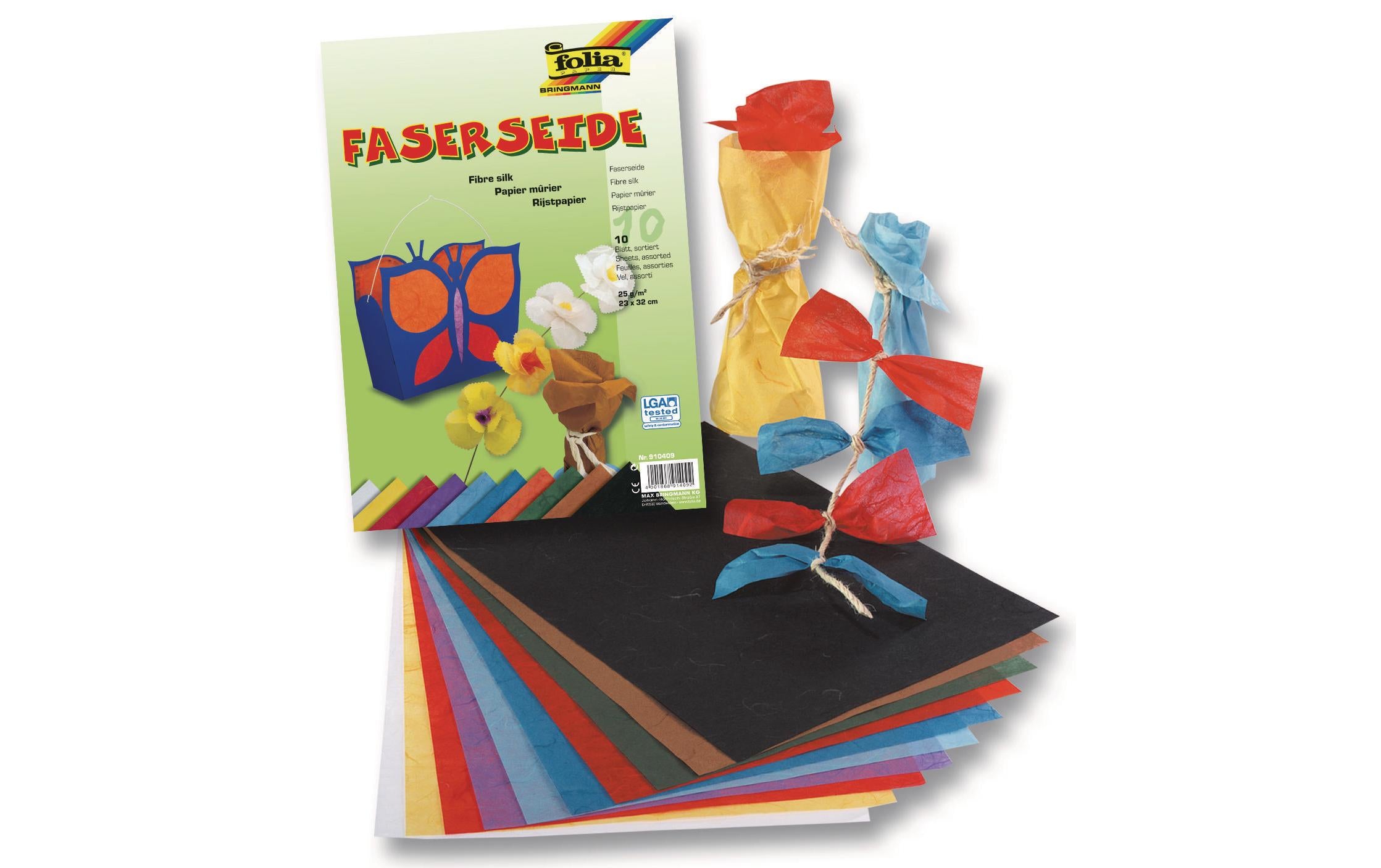Folia Bastelpapier Faserseide Farbig sortiert