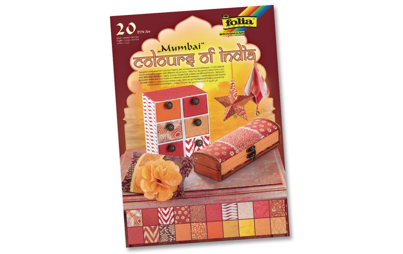 Folia Motivblock India Mumbai Farbig assortiert