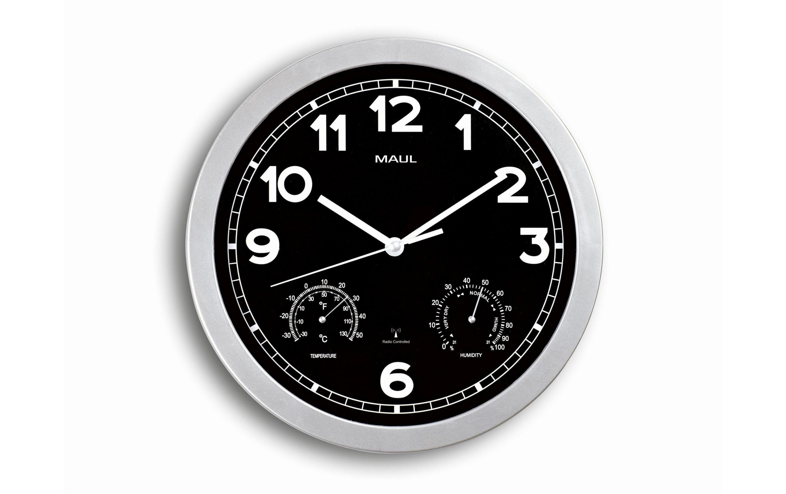 Maul Wanduhr MAULdrive Ø 30 cm Schwarz/Silber