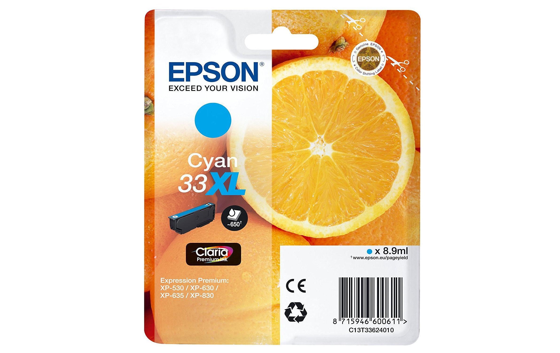 Epson Tinte 33XL / T33624012 Cyan