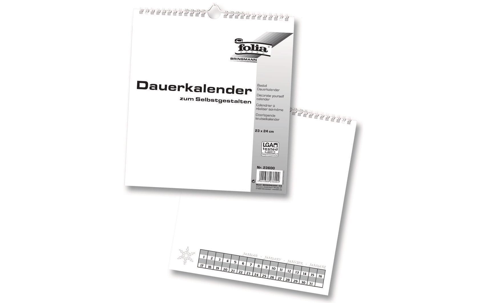Folia Dauerkalender 23 x 24 cm, Weiss