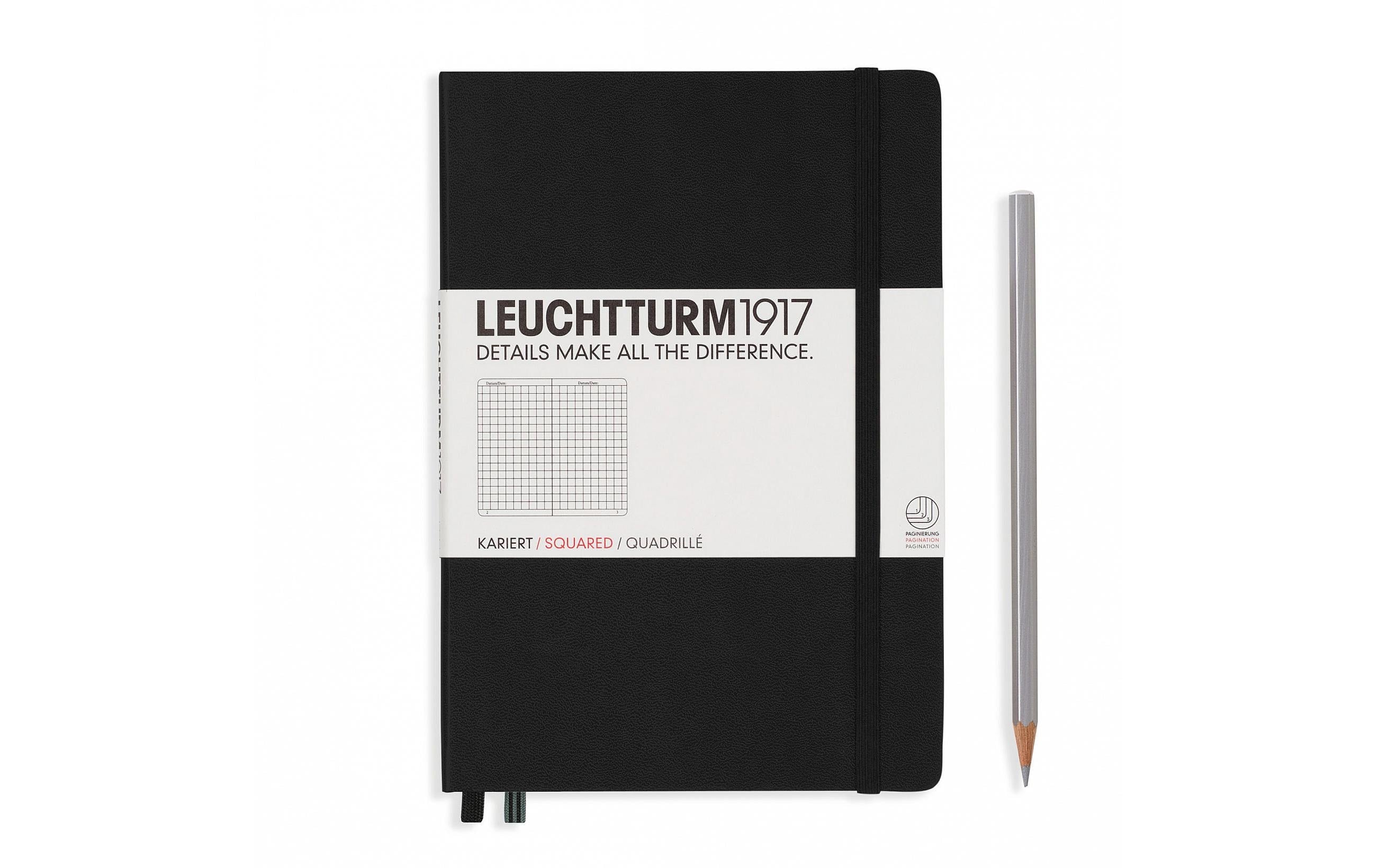 Leuchtturm Notizbuch Medium A5, Kariert, Schwarz