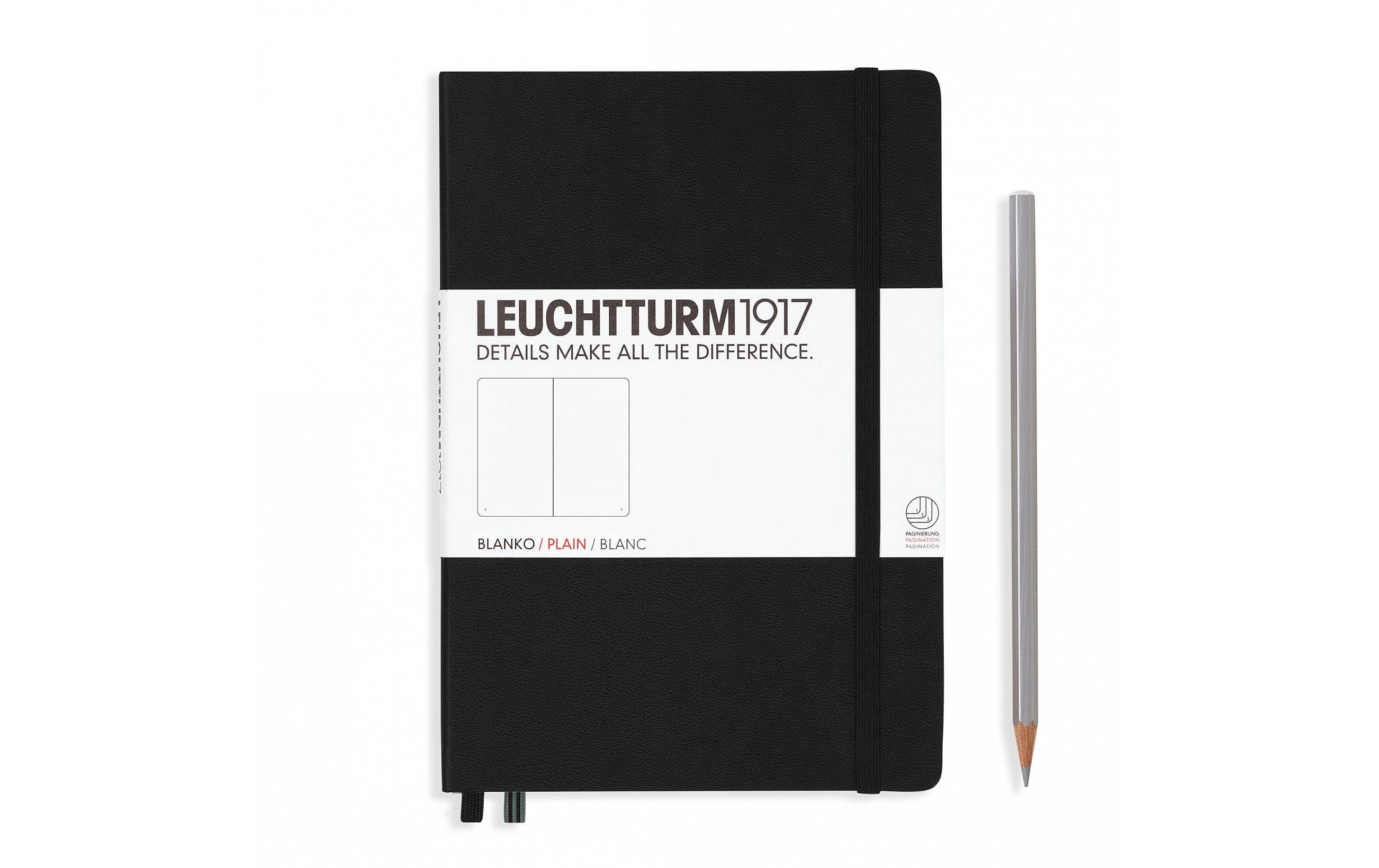 Leuchtturm Notizbuch Medium A5, Blanko, Schwarz