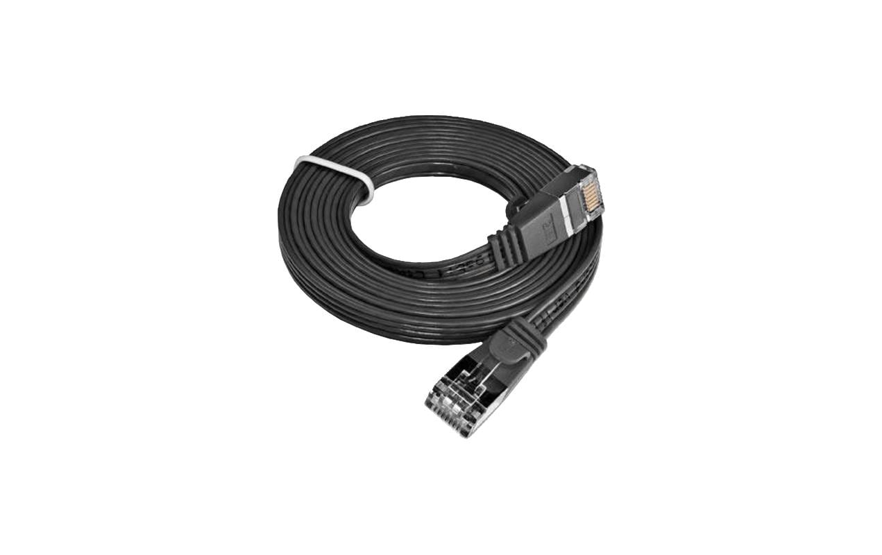 SLIM Slimpatchkabel RJ-45 - RJ-45, Cat 6, STP, 1 m, Schwarz