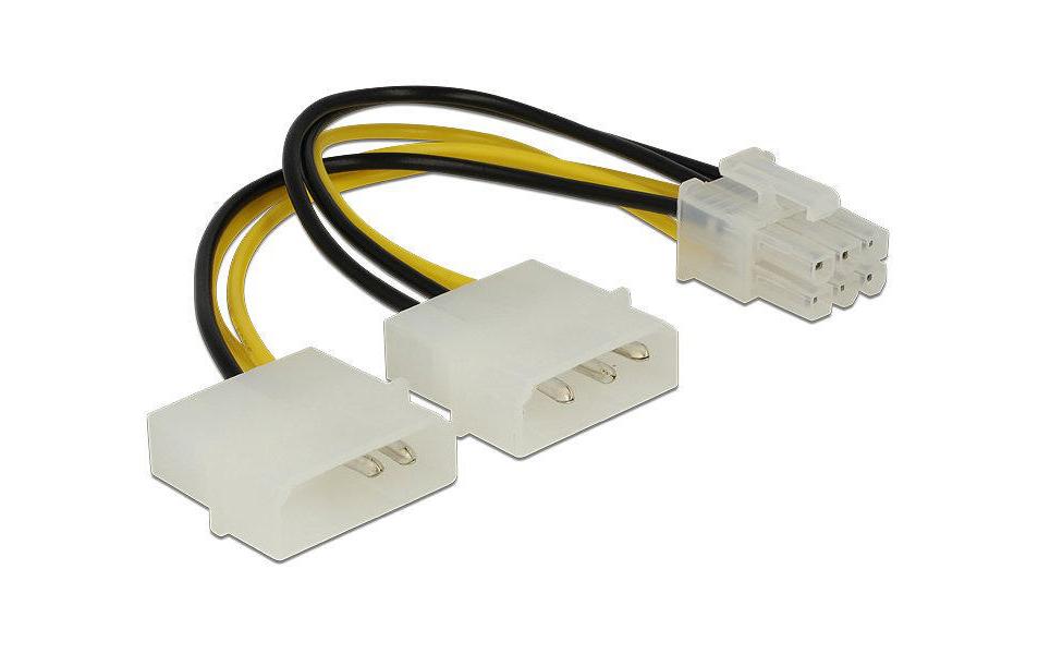 Delock Y-Stromkabel 6Pin - 2x Molex 15 cm