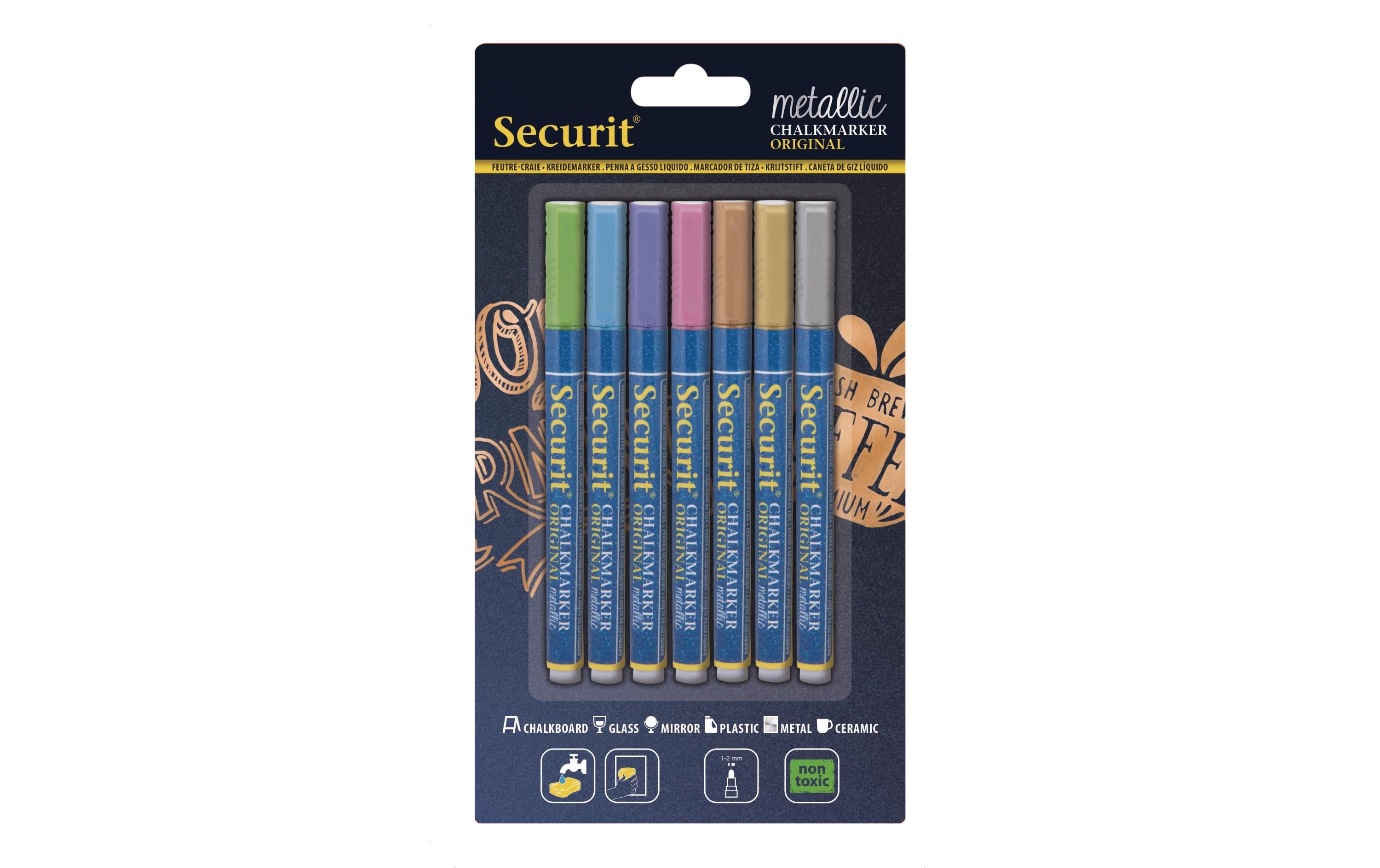 Securit Kreidemarker Metallic 1 mm 7 Stück, fein