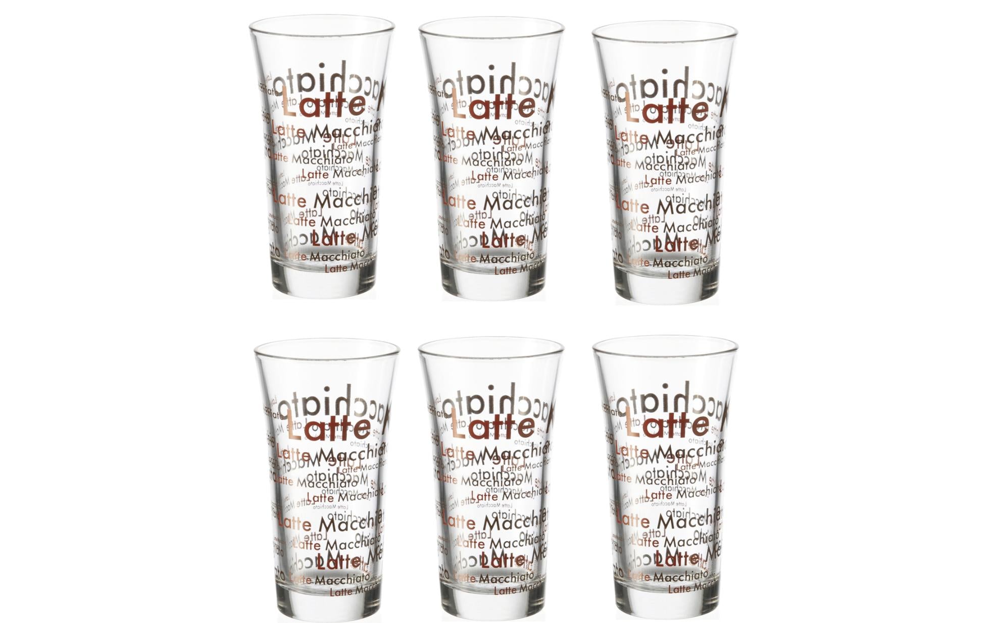 Montana Latte Macchiato Tasse Enjoy 285 ml, 6 Stück, Transparent