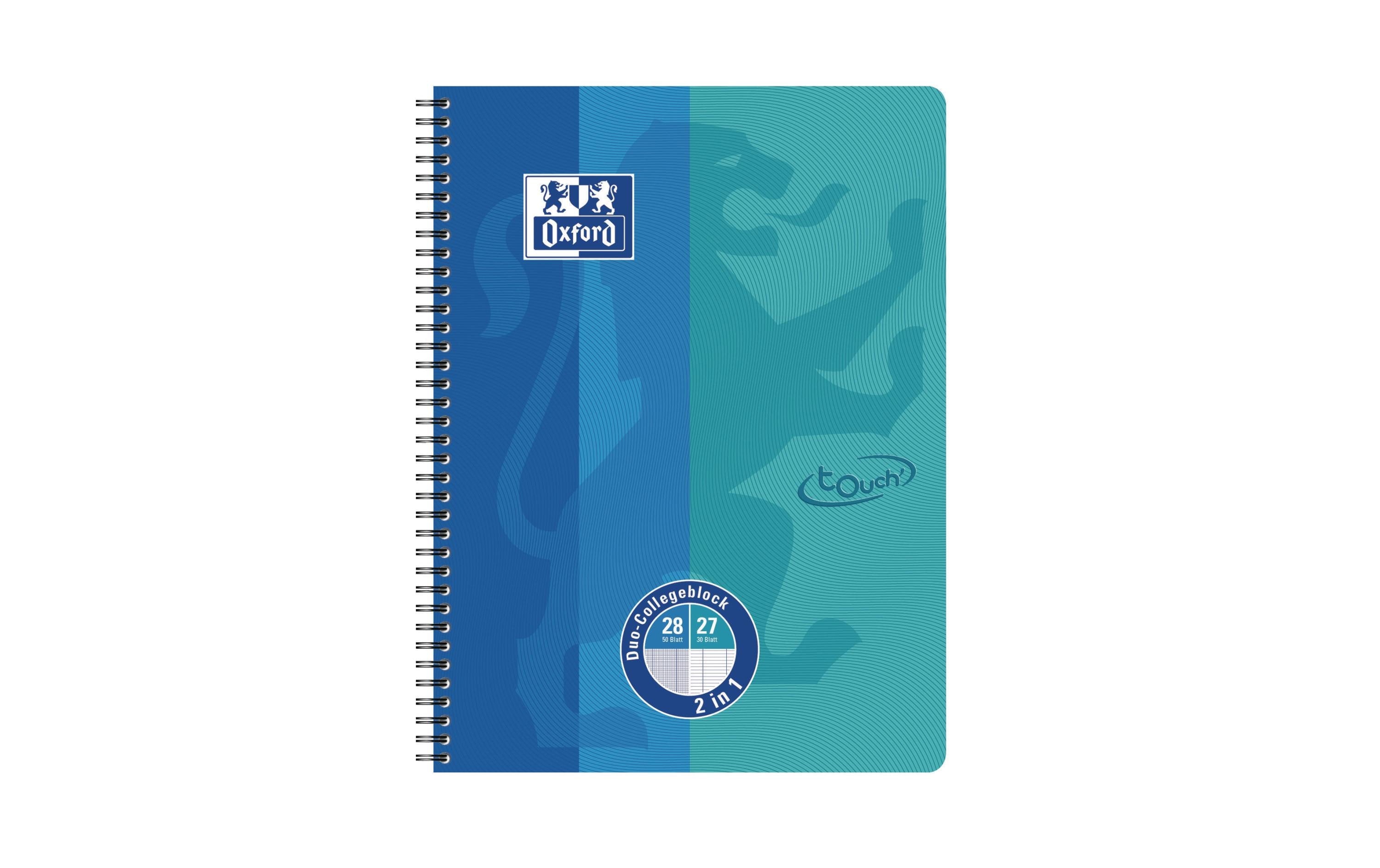 Oxford Notizheft Touch Collegeblock Duo, A4, Kariert, Meerblau
