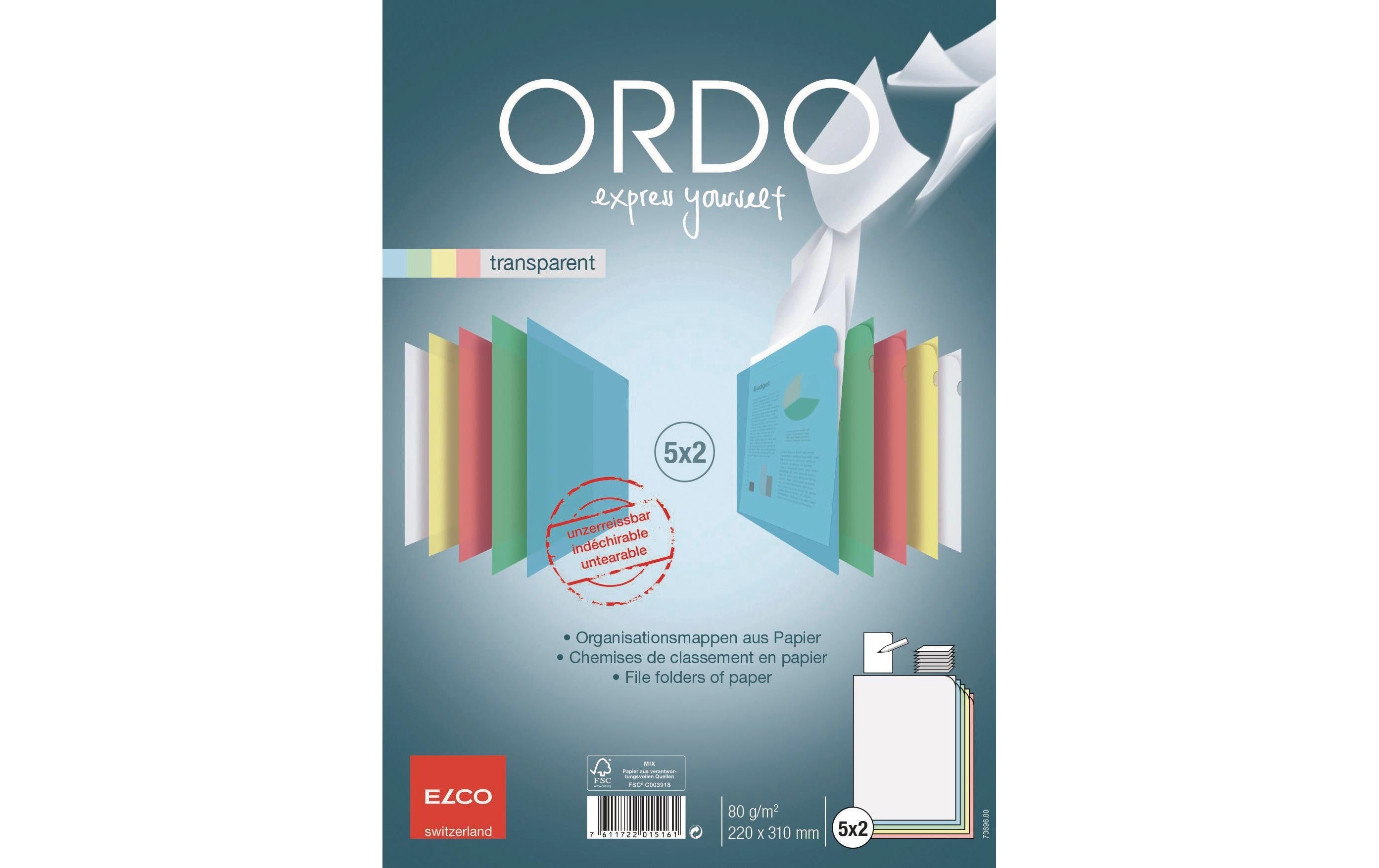 ELCO Sichthülle Ordo A4 Mehrfarbig, 10 Stück