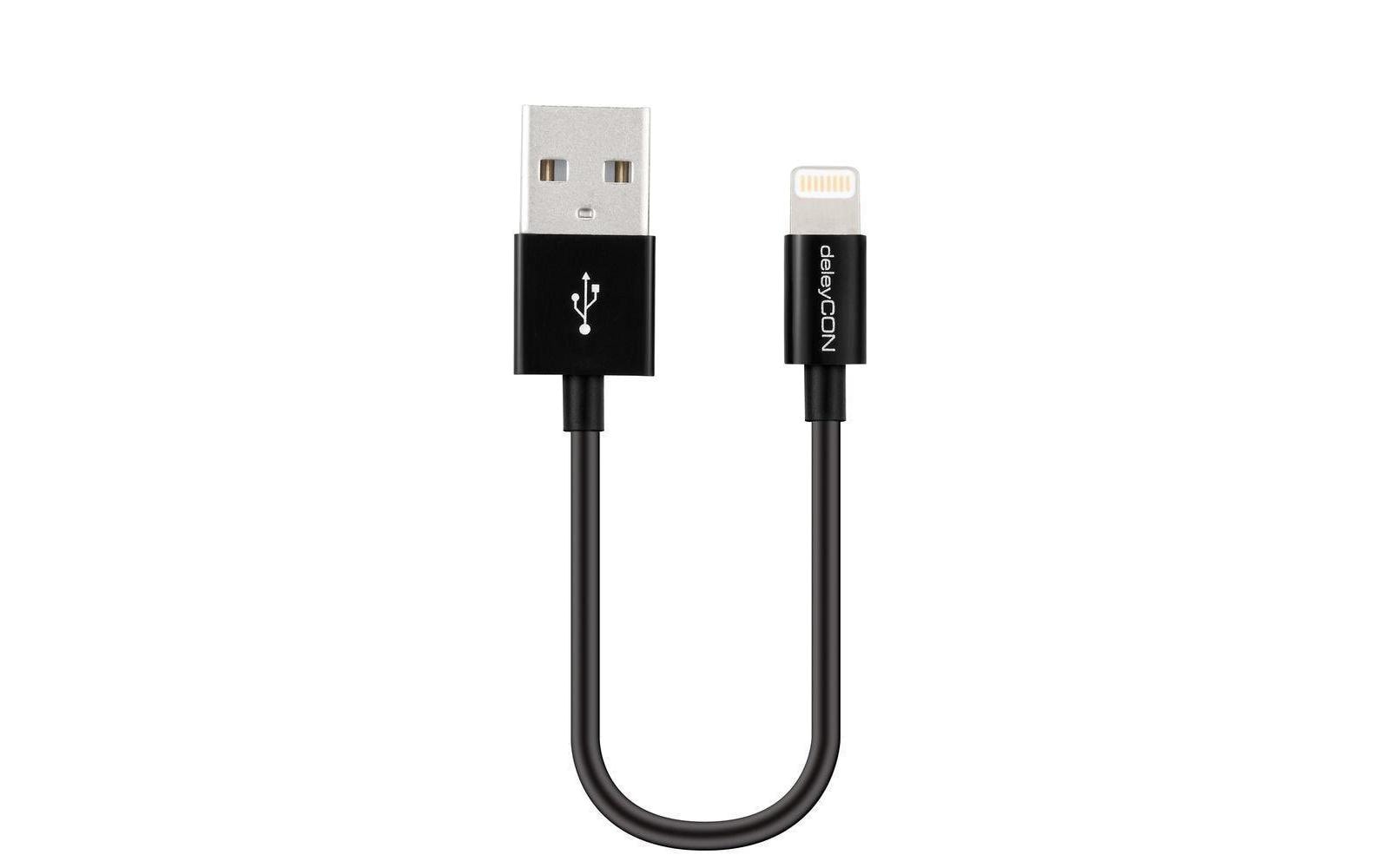 deleyCON USB 2.0-Kabel  USB A - Lightning 0.15 m